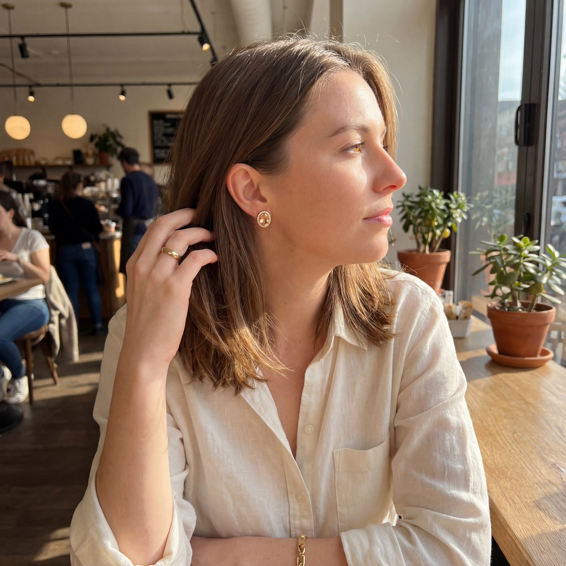 Silber Ohrringe 9,64 g – 925 – Rosévergoldet – Citrin & Zirkonia Ohrringe Juwelier Alen