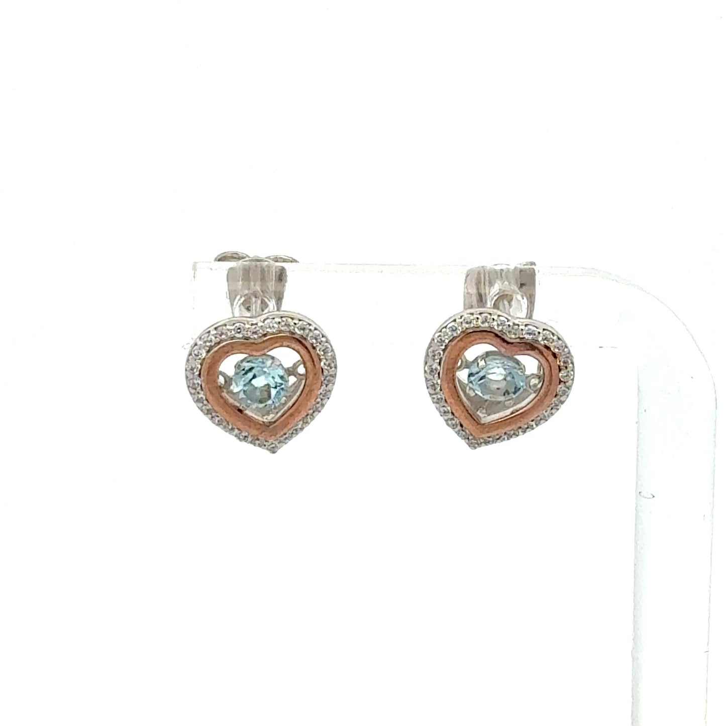 Silber Ohrringe 2,56 g – Teil-Rosévergoldet – 925 – Stecker mit Zirkonia Ohrring Juwelier Alen