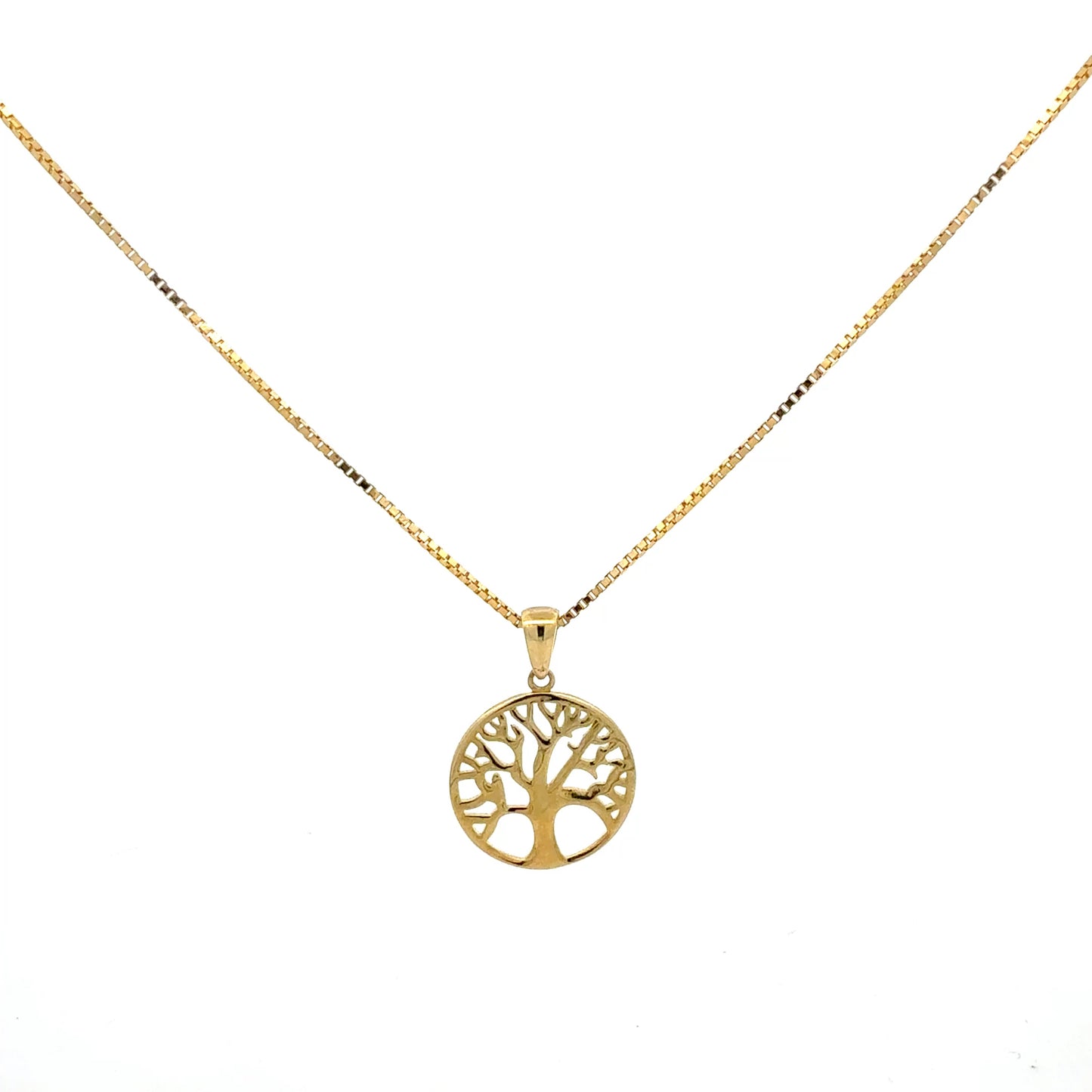 Gelbgoldkette mit Baum-Anhänger
