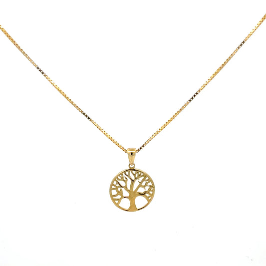 Gelbgoldkette mit Baum-Anhänger