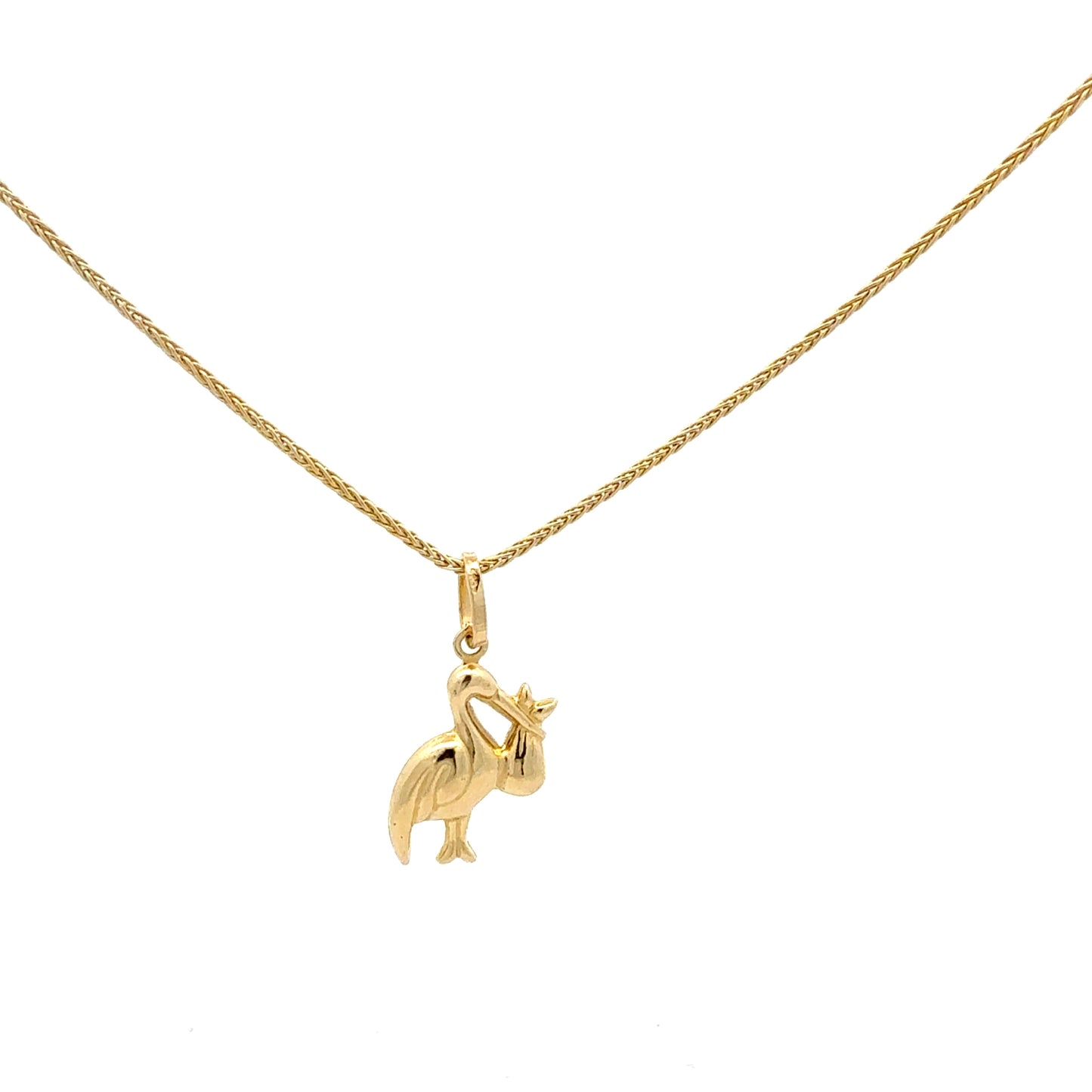 Gelbgoldkette 585 mit Storch-Anhänger im Set oder Einzeln