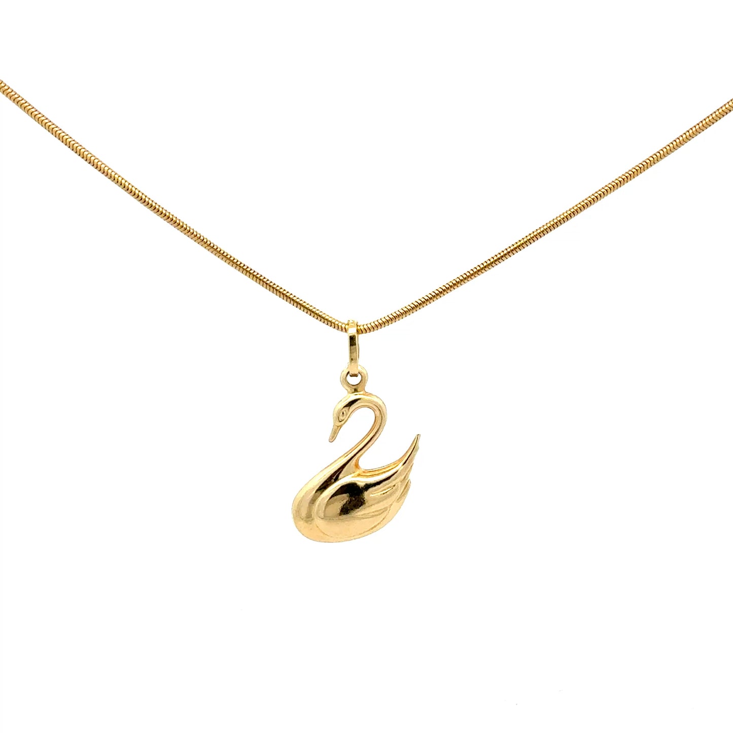 Schlangenkette aus Gelbgold 585 mit Schwan-Anhänger Einzel oder als Set