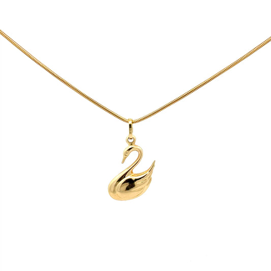 Schlangenkette aus Gelbgold 585 mit Schwan-Anhänger Einzel oder als Set