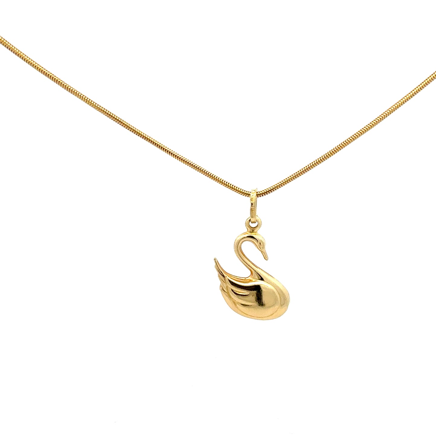 Schlangenkette aus Gelbgold 585 mit Schwan-Anhänger Einzel oder als Set