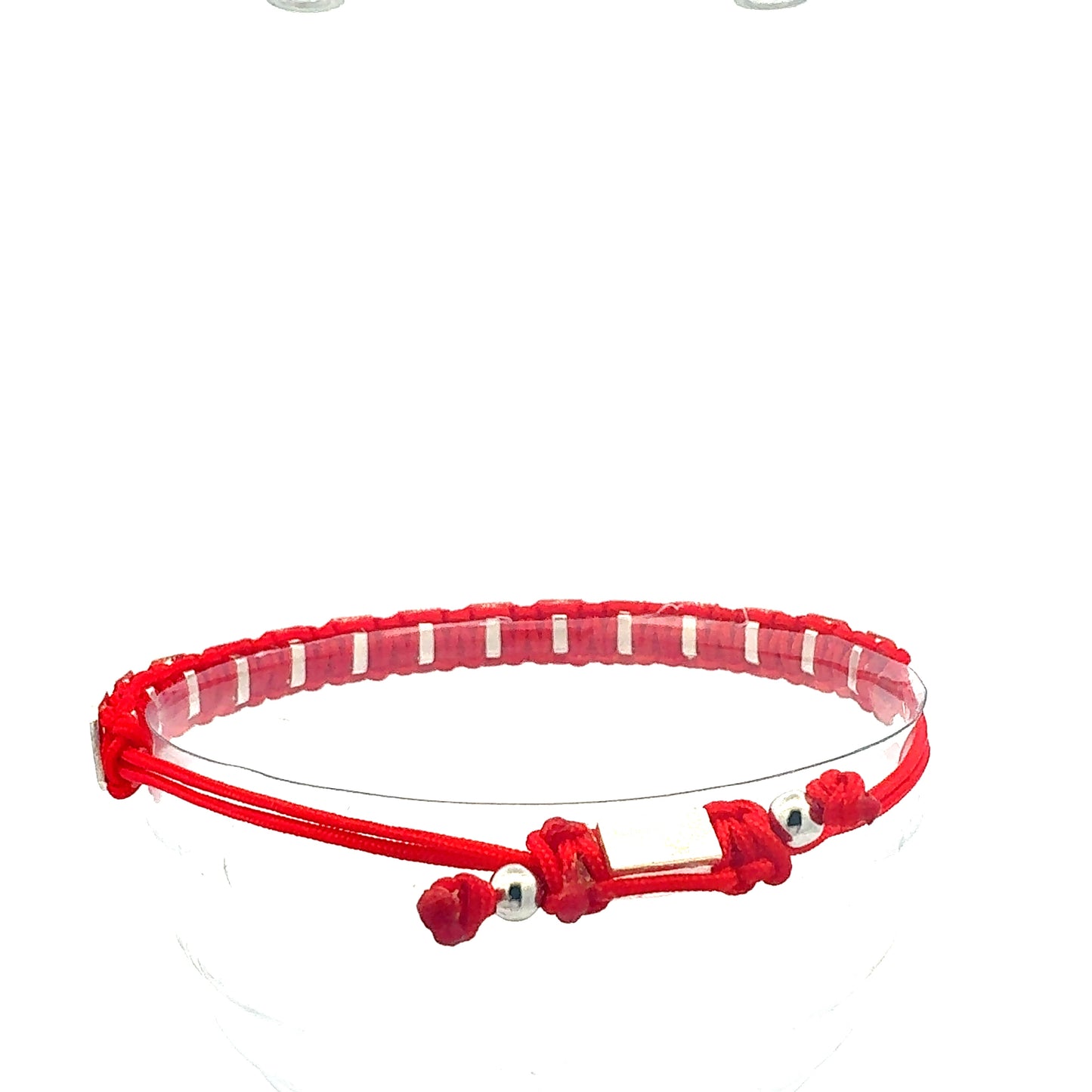 Geometrisches Armband "Quadra" | Rot & Silber | Handgefertigt, verstellbar