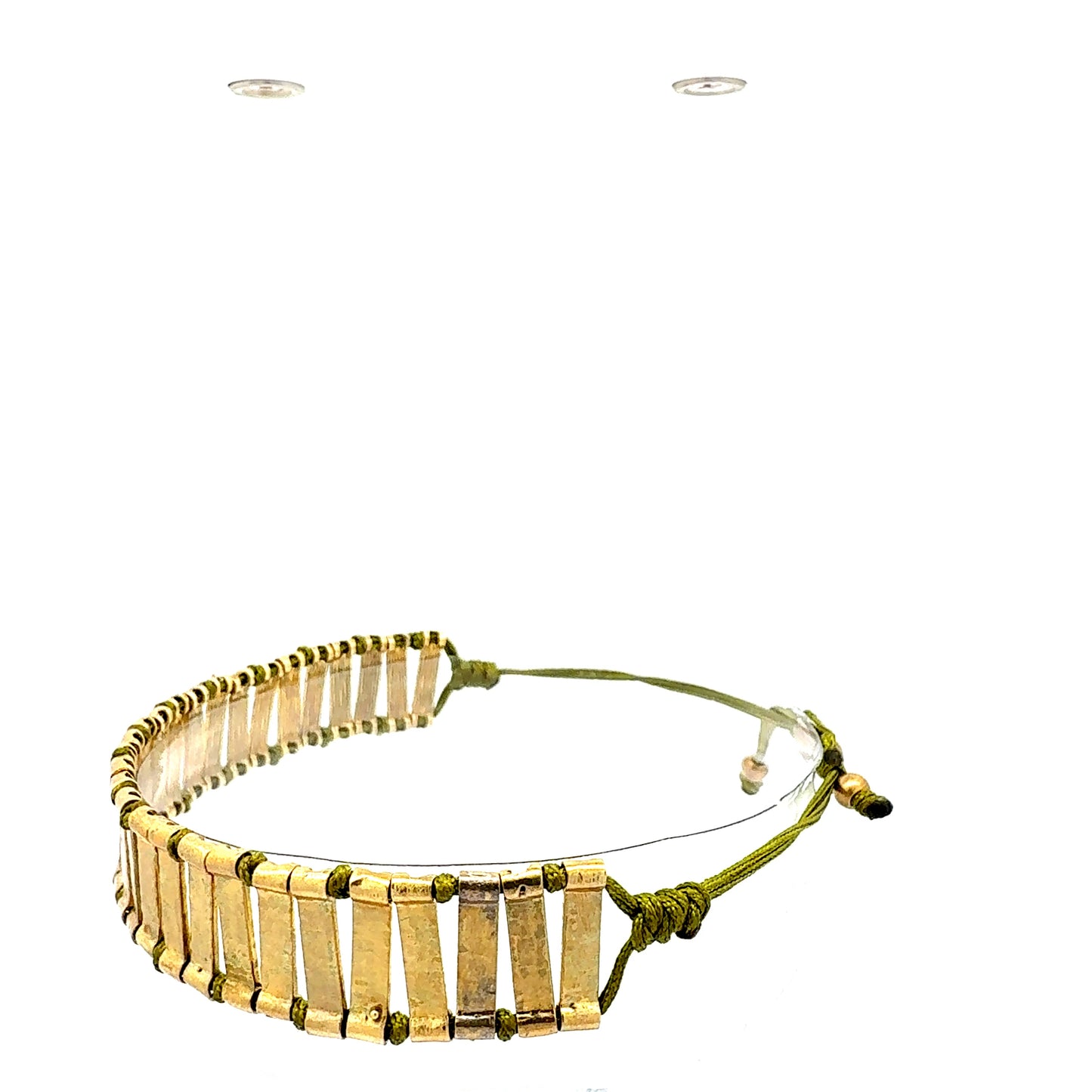 Armband "Talisman" | Gold & Olivgrün | Gehämmerte Optik & Verstellbar