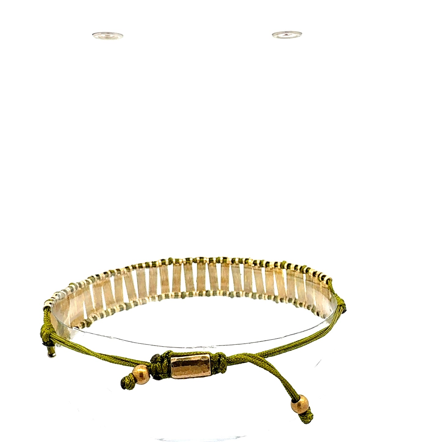 Armband "Talisman" | Gold & Olivgrün | Gehämmerte Optik & Verstellbar