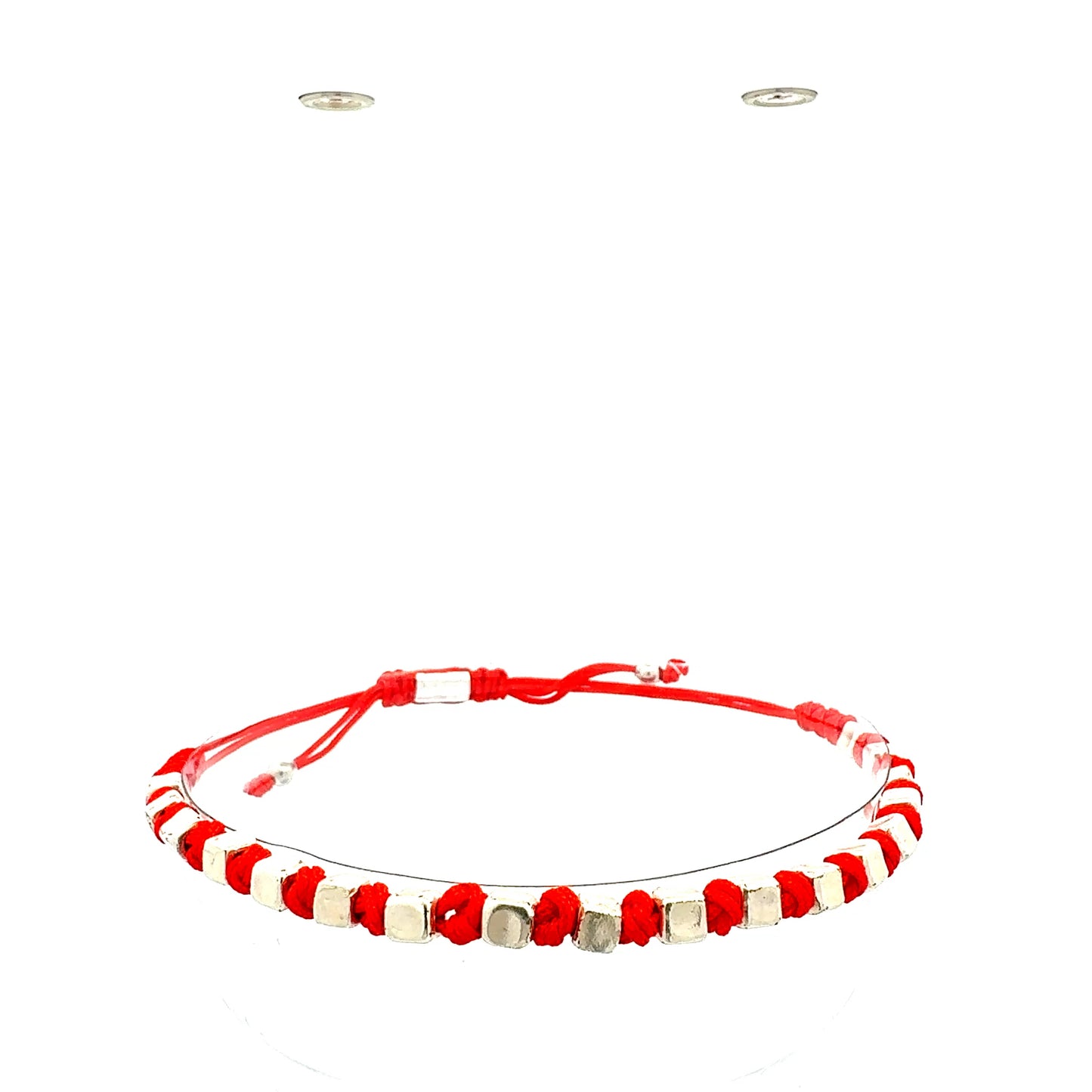 Würfel-Armband "Cubo" | Silber & Rot | Geometrisch & Handgefertigt