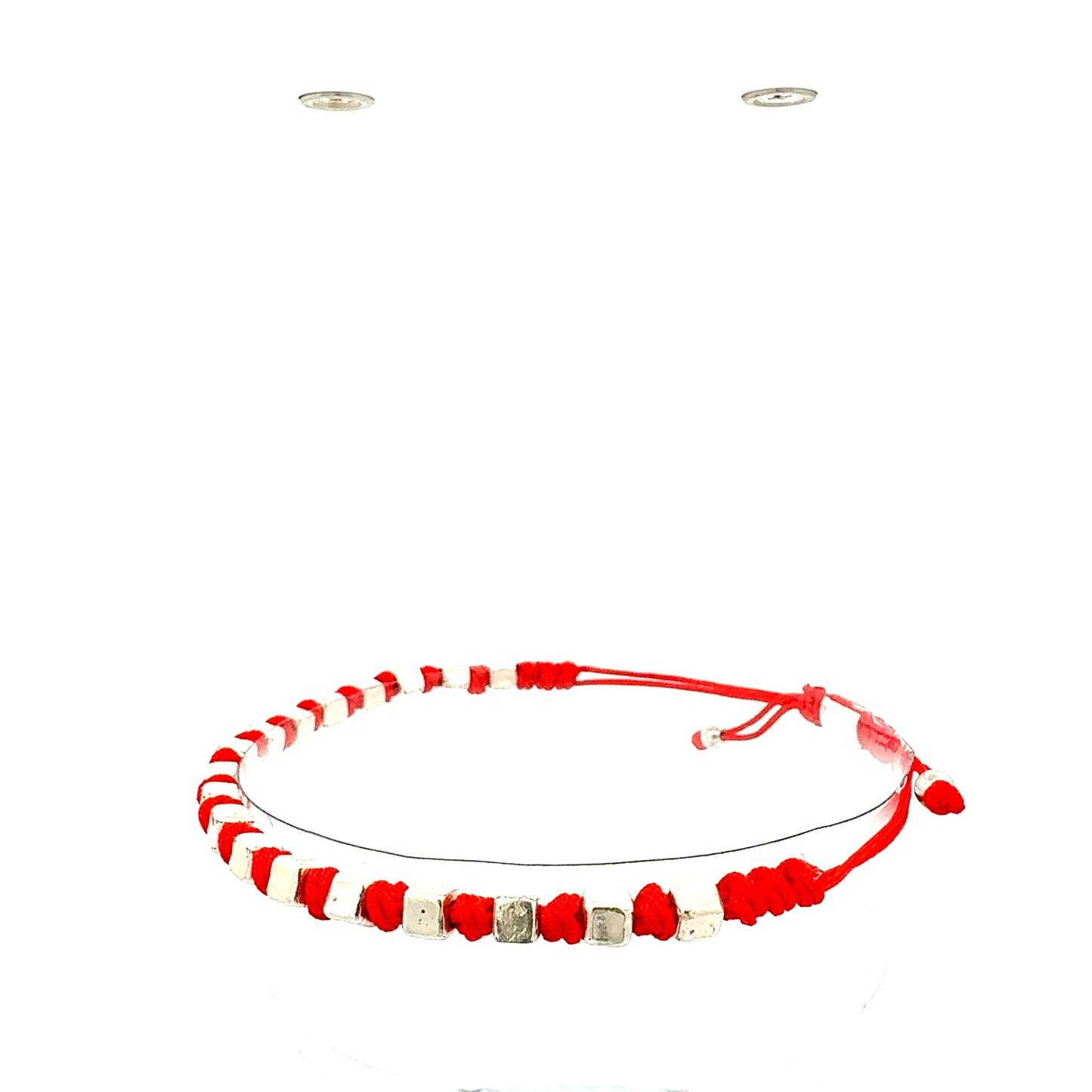 Würfel-Armband "Cubo" | Silber & Rot | Geometrisch & Handgefertigt