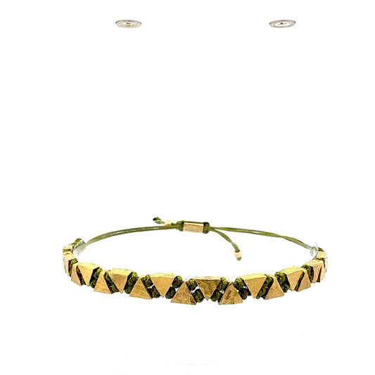 Geometrisches Dreiecks-Armband "Terra" | Gold & Olivgrün | Verstellbar – Juwelier Alen