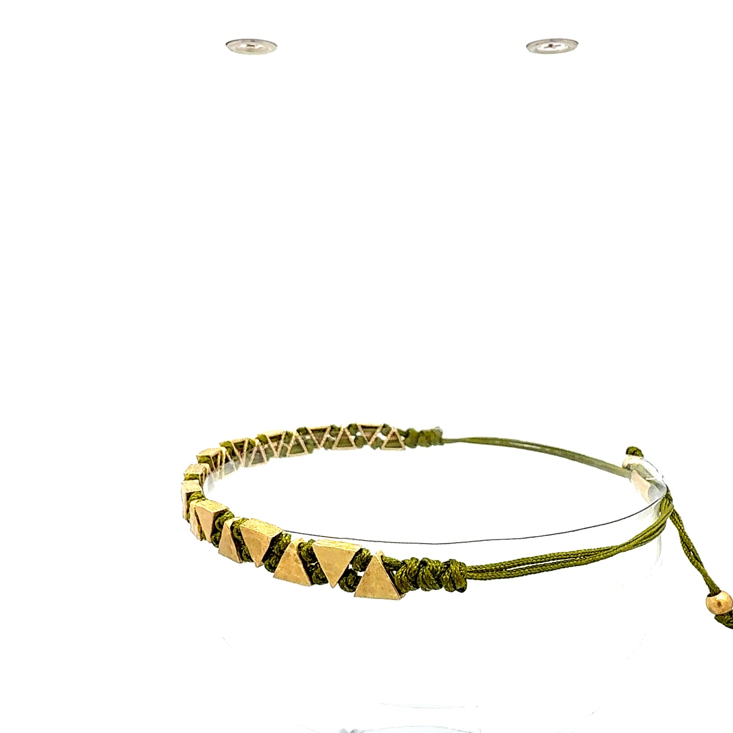 Geometrisches Dreiecks-Armband "Terra" | Gold & Olivgrün | Verstellbar