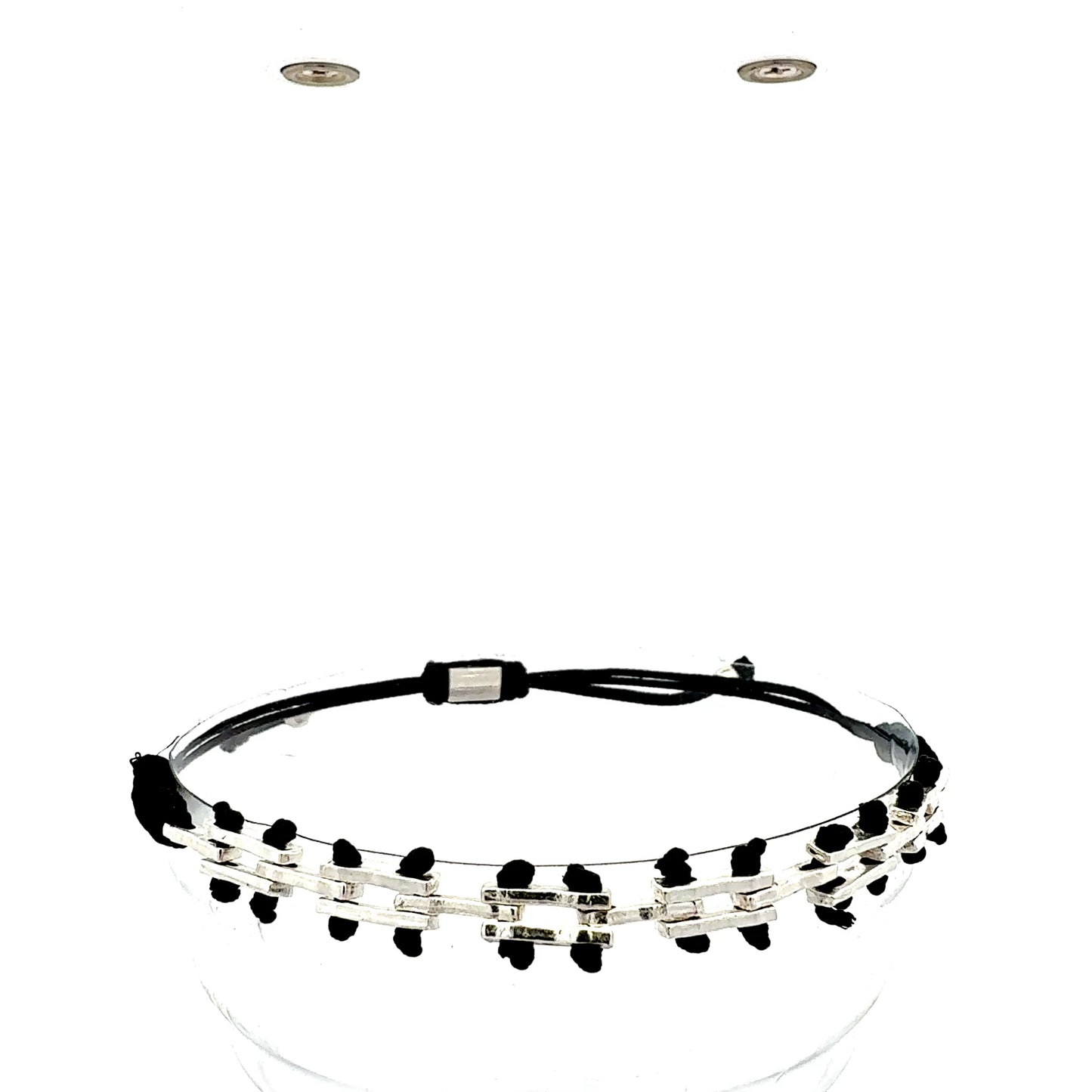 Modernes Glieder-Armband "Struktur" | Minimalistisch & Verstellbar | Silber-Schwarz oder Silber-Blau