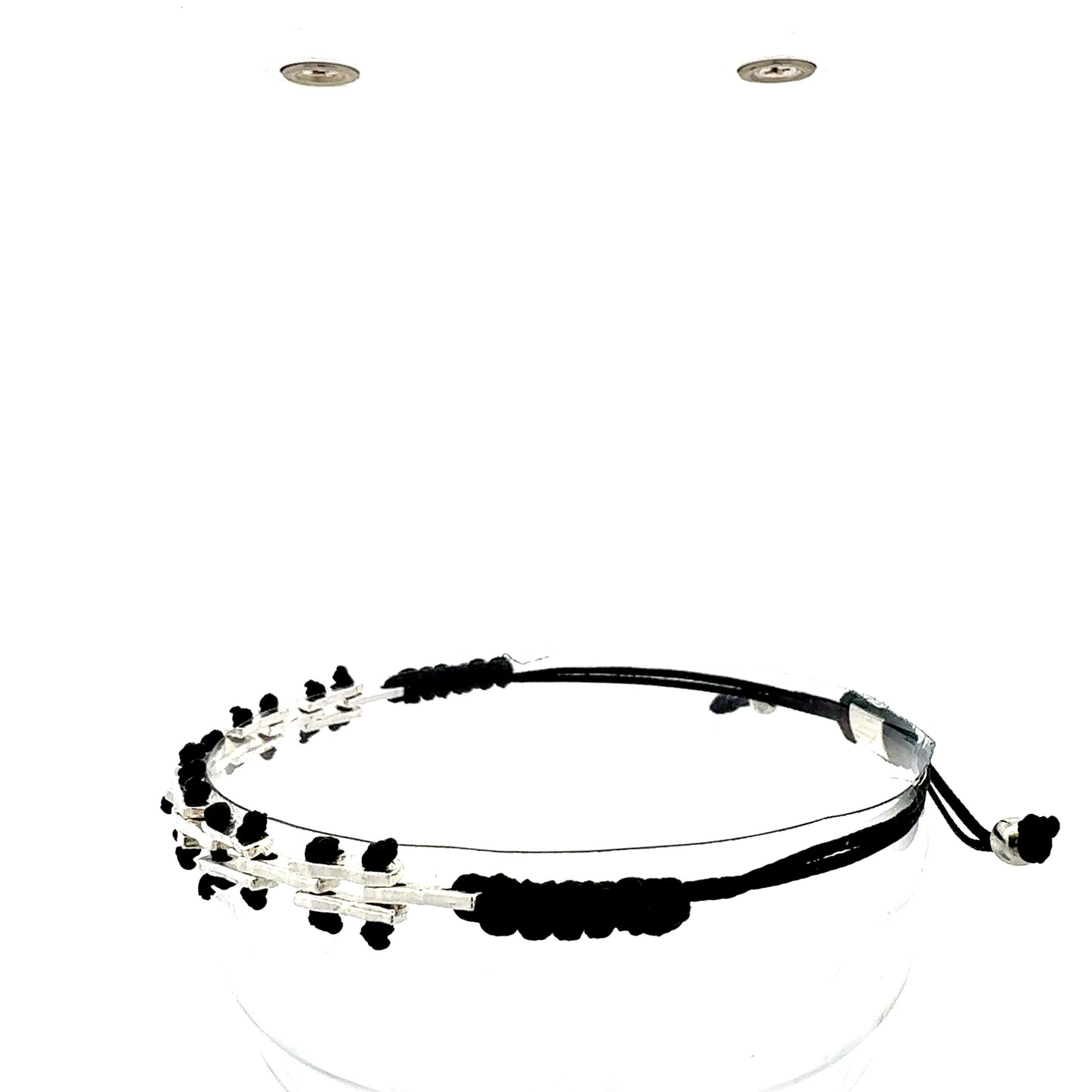 Modernes Glieder-Armband "Struktur" | Minimalistisch & Verstellbar | Silber-Schwarz oder Silber-Blau