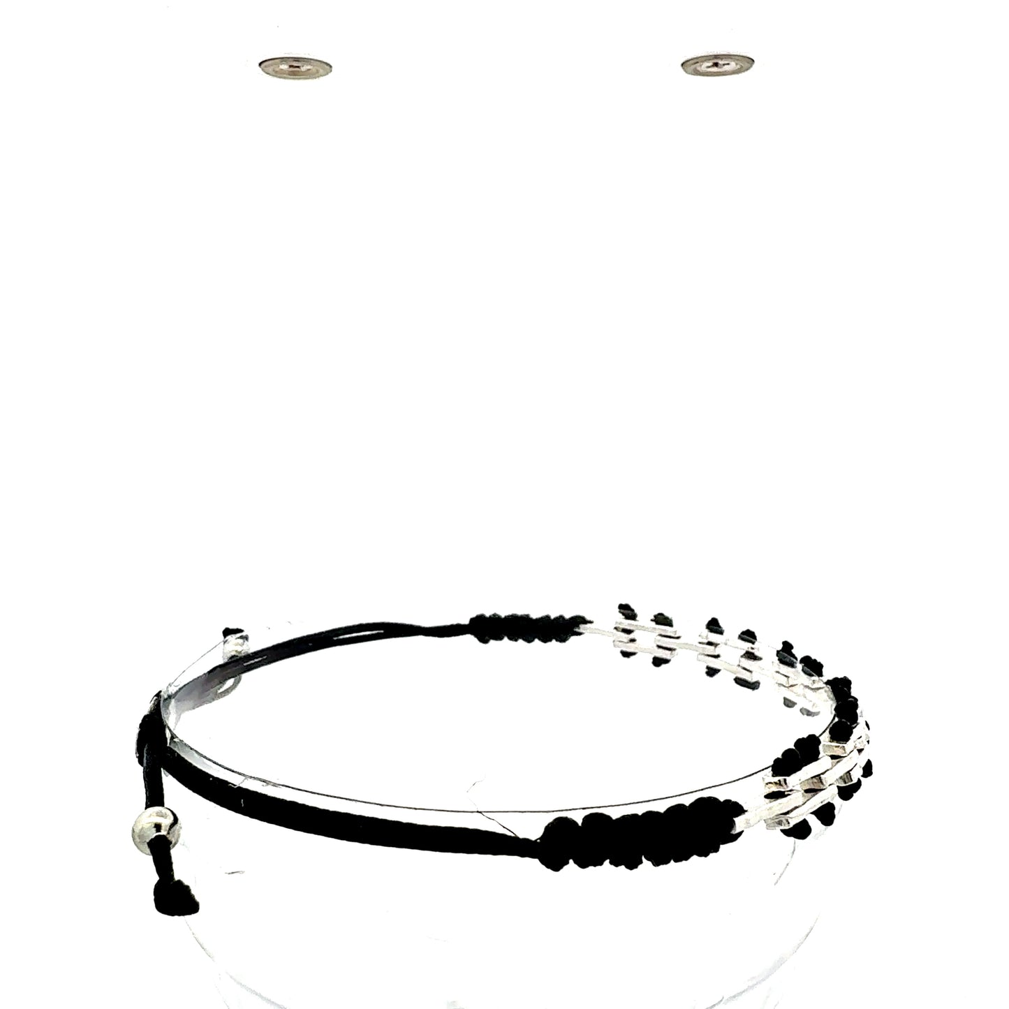 Modernes Glieder-Armband "Struktur" | Minimalistisch & Verstellbar | Silber-Schwarz oder Silber-Blau