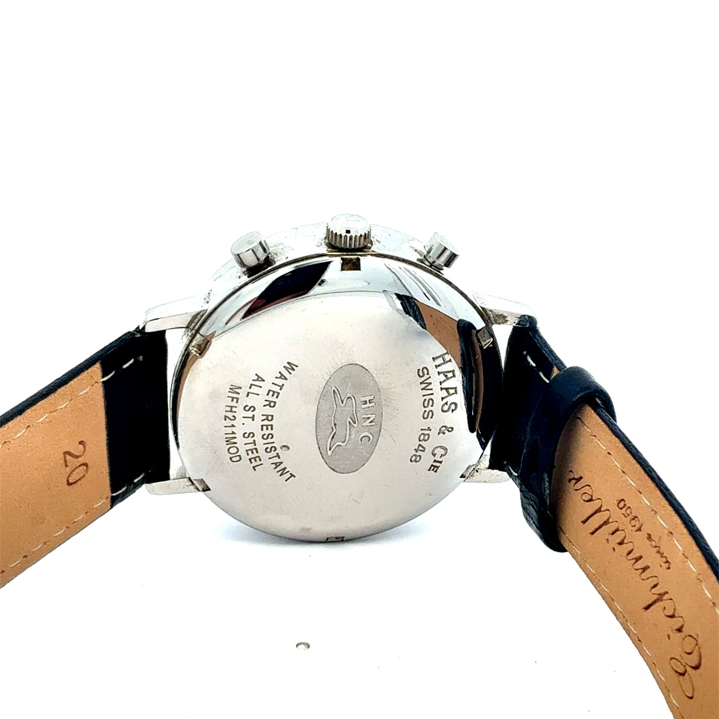 Haas & Cie Herren Chronograph | Swiss Made | Edelstahl | Lederarmband | Klassisch