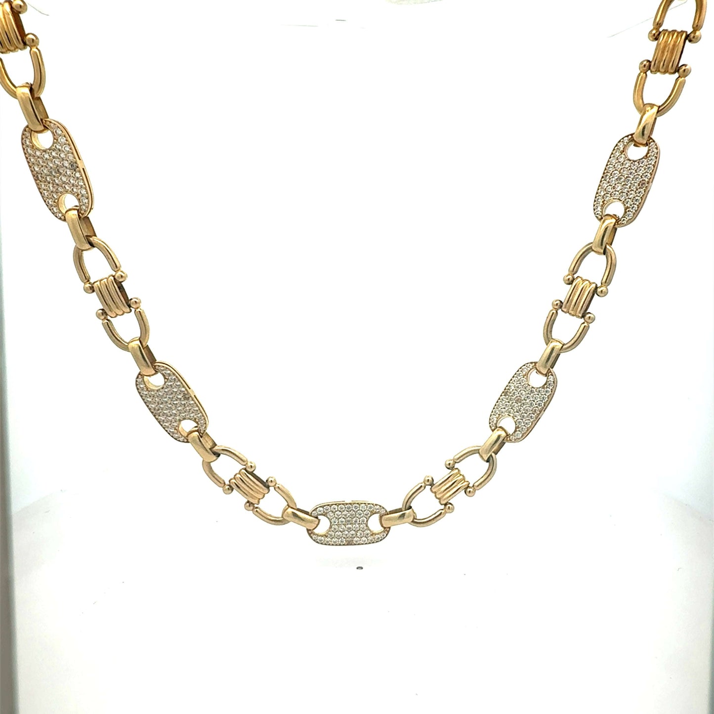 Goldkette aus 14 Karat Gold mit Zirkonia, elegante Kette von Juwelier Alen, glänzend und fein gearbeitet.