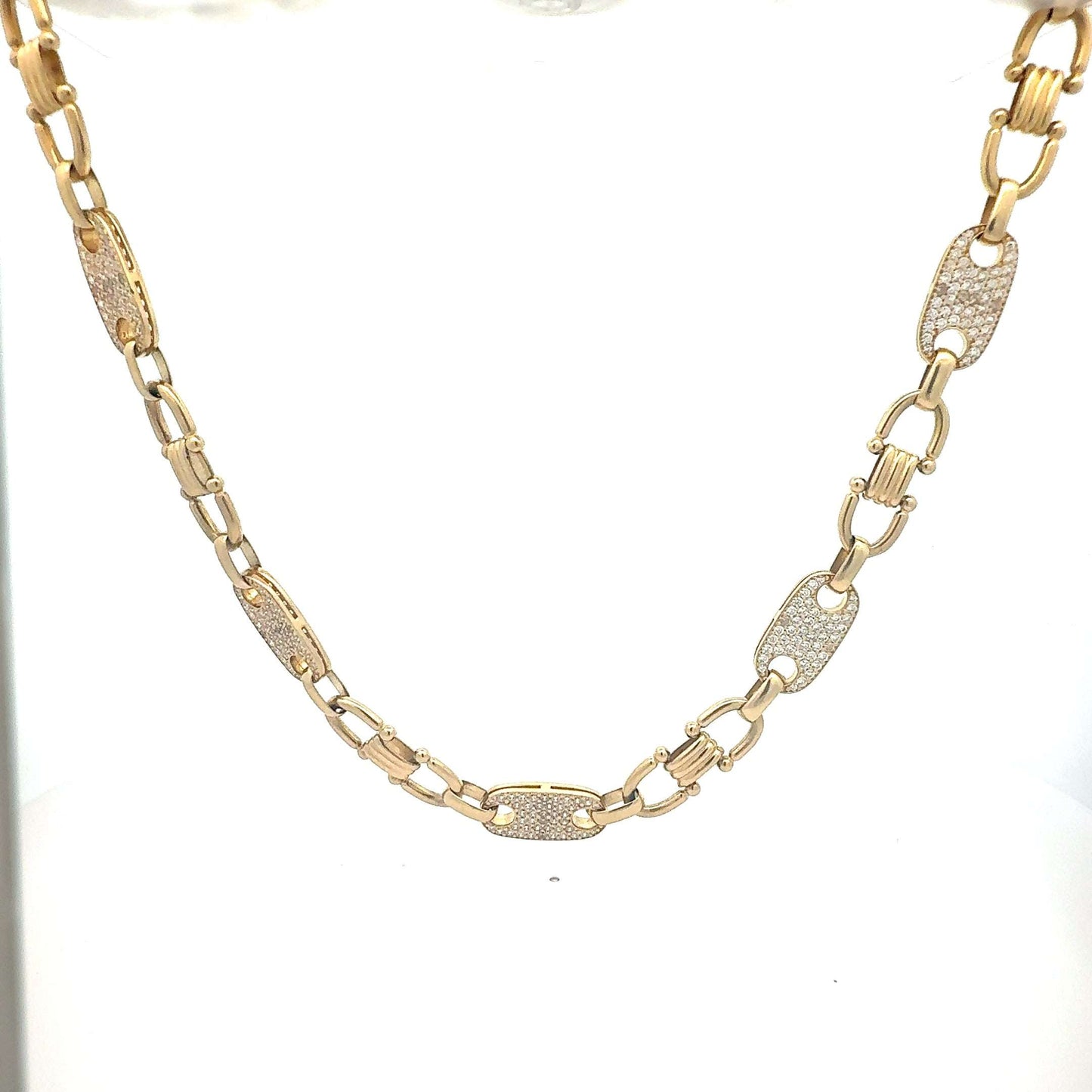 14 Karat Goldkette mit Zikonia von Juwelier Alen, elegante Goldkette mit funkelnden Zikonia-Steinen, feines Schmuckstück