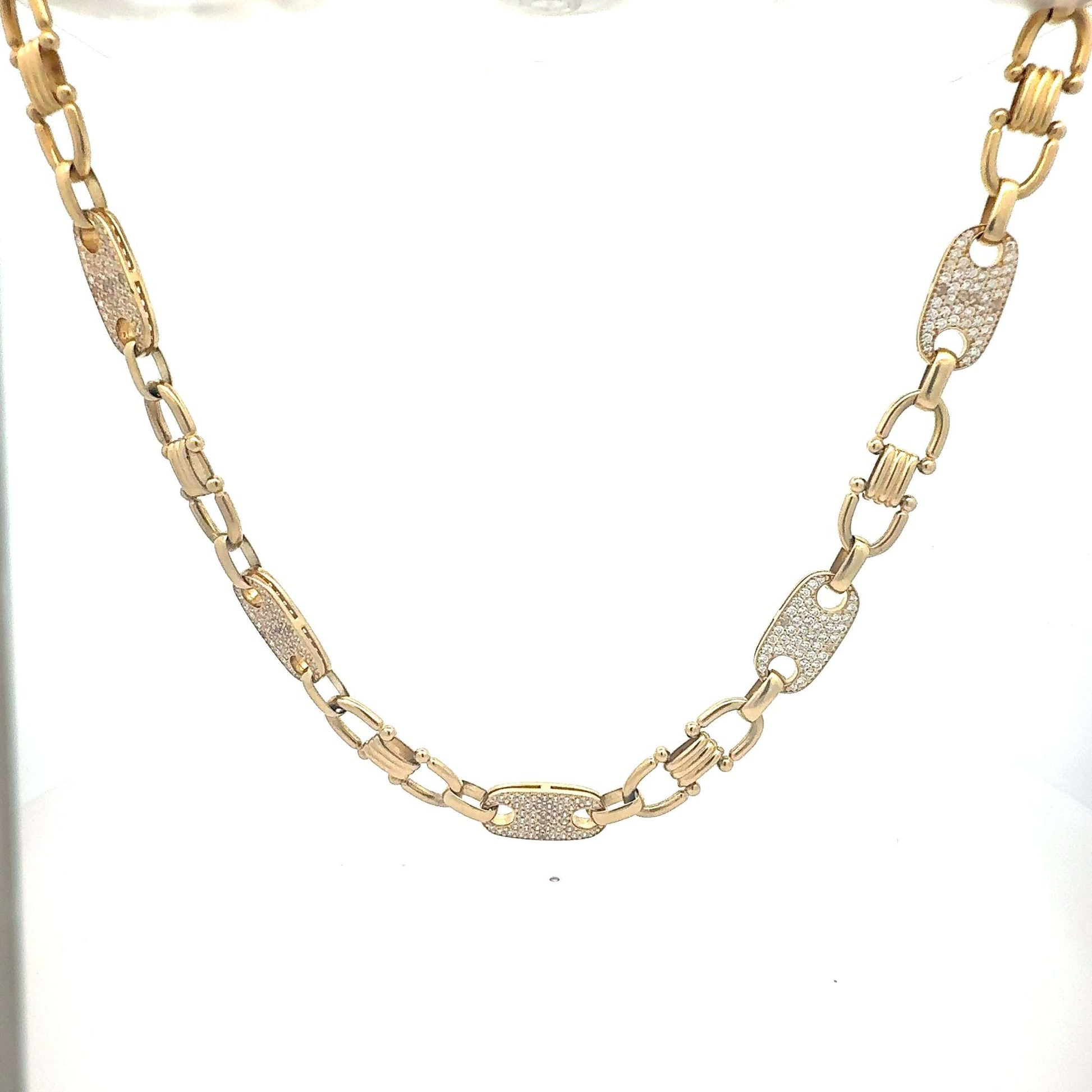14 Karat Goldkette mit Zikonia von Juwelier Alen, elegante Goldkette mit funkelnden Zikonia-Steinen, feines Schmuckstück