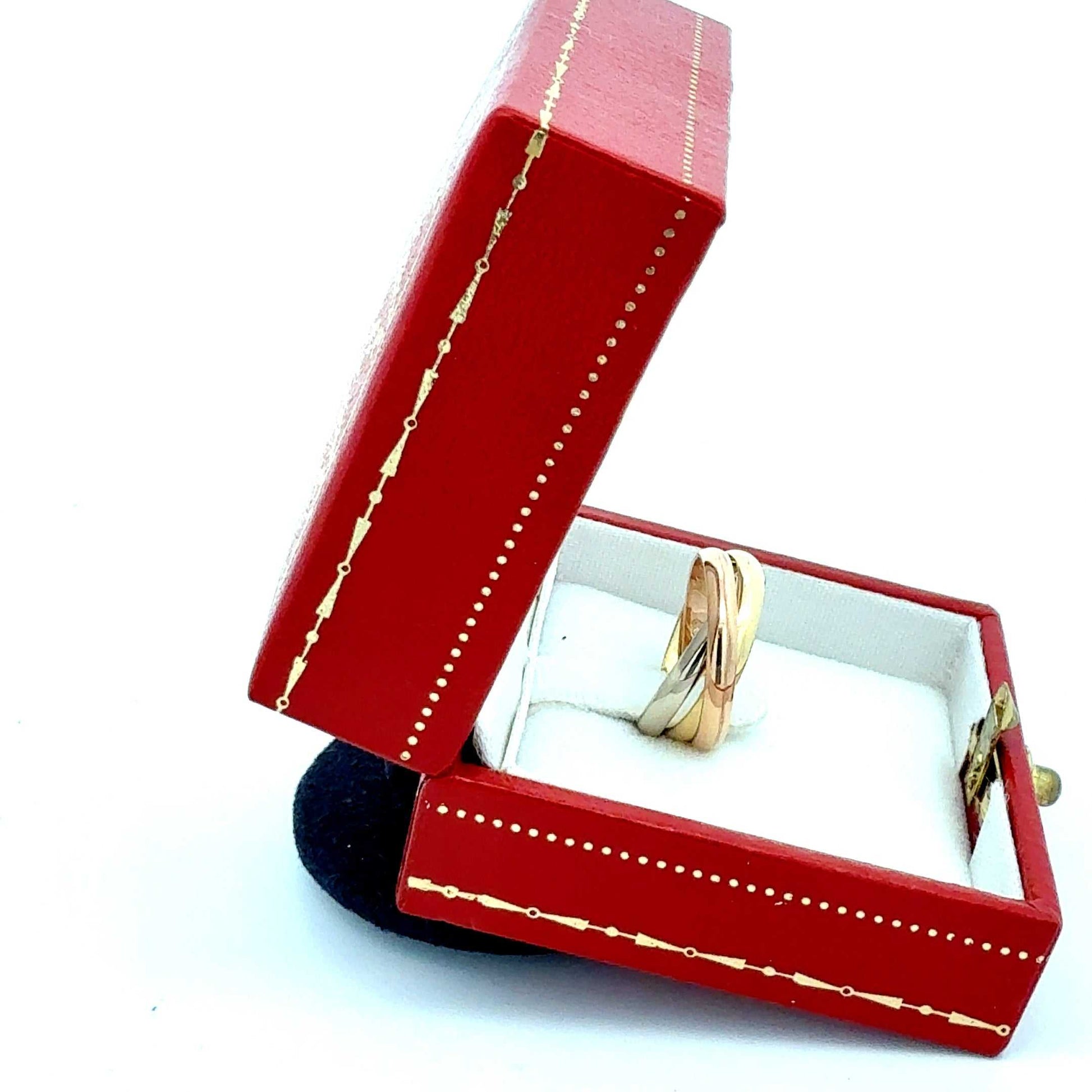 Goldring Cartier Trinity mit Original-Zertifikat, eleganter Damenring aus drei ineinandergreifenden Ringen, Juwelier Alen