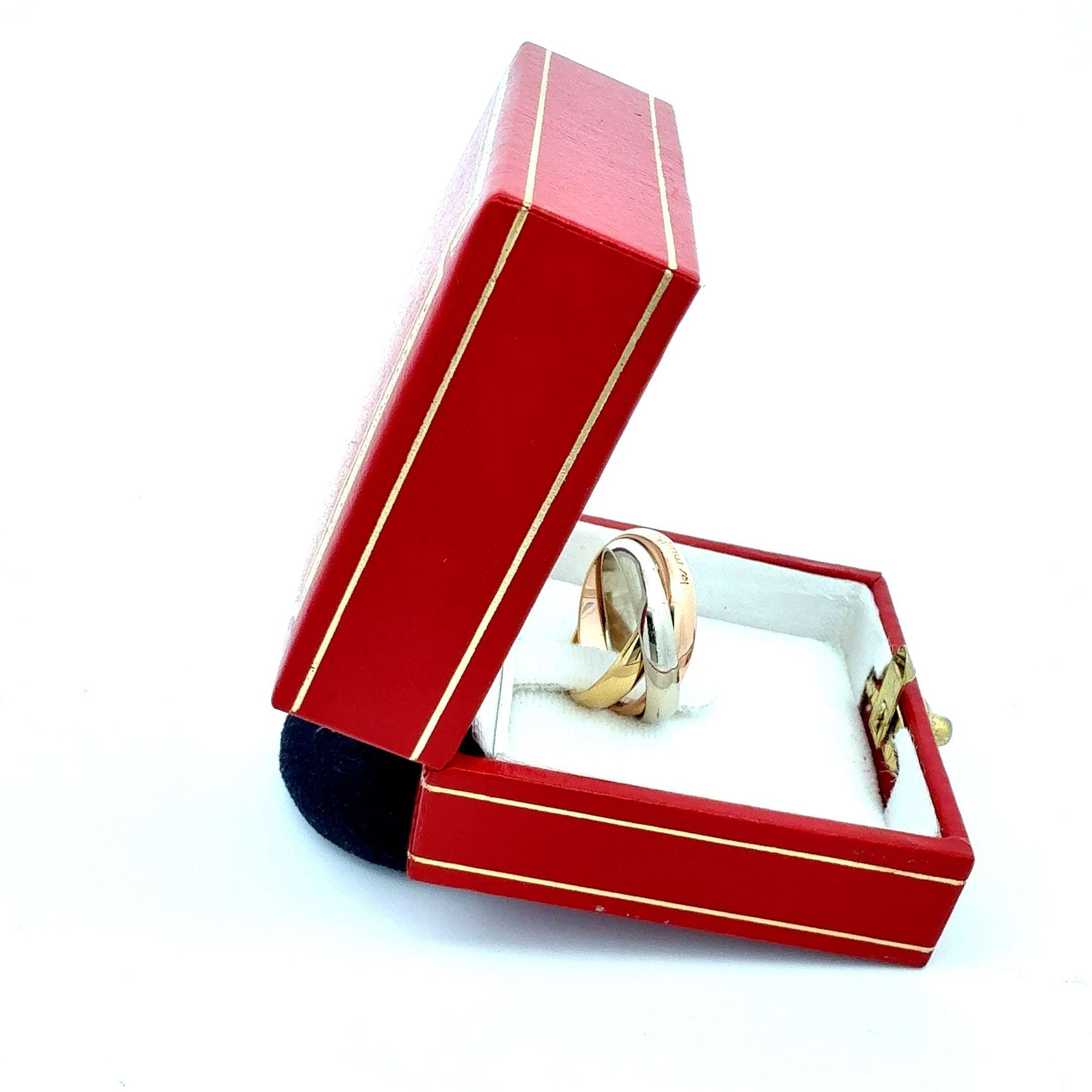 Cartier Trinity Ring aus drei ineinandergreifenden Goldringen, elegantes Design, mit Echtheitszertifikat, von Juwelier Alen