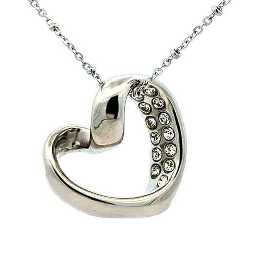 Edelstahl-Halskette 60 cm mit Herz-Anhänger und steinbesetztem Design von Juwelier Alen