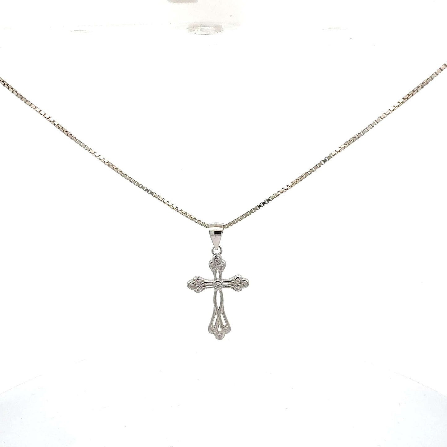 Silberne 925-Halskette mit 64 cm Kreuzanhänger und Zirkonia-Beschlägen, elegantes Schmuckstück von Juwelier Alen