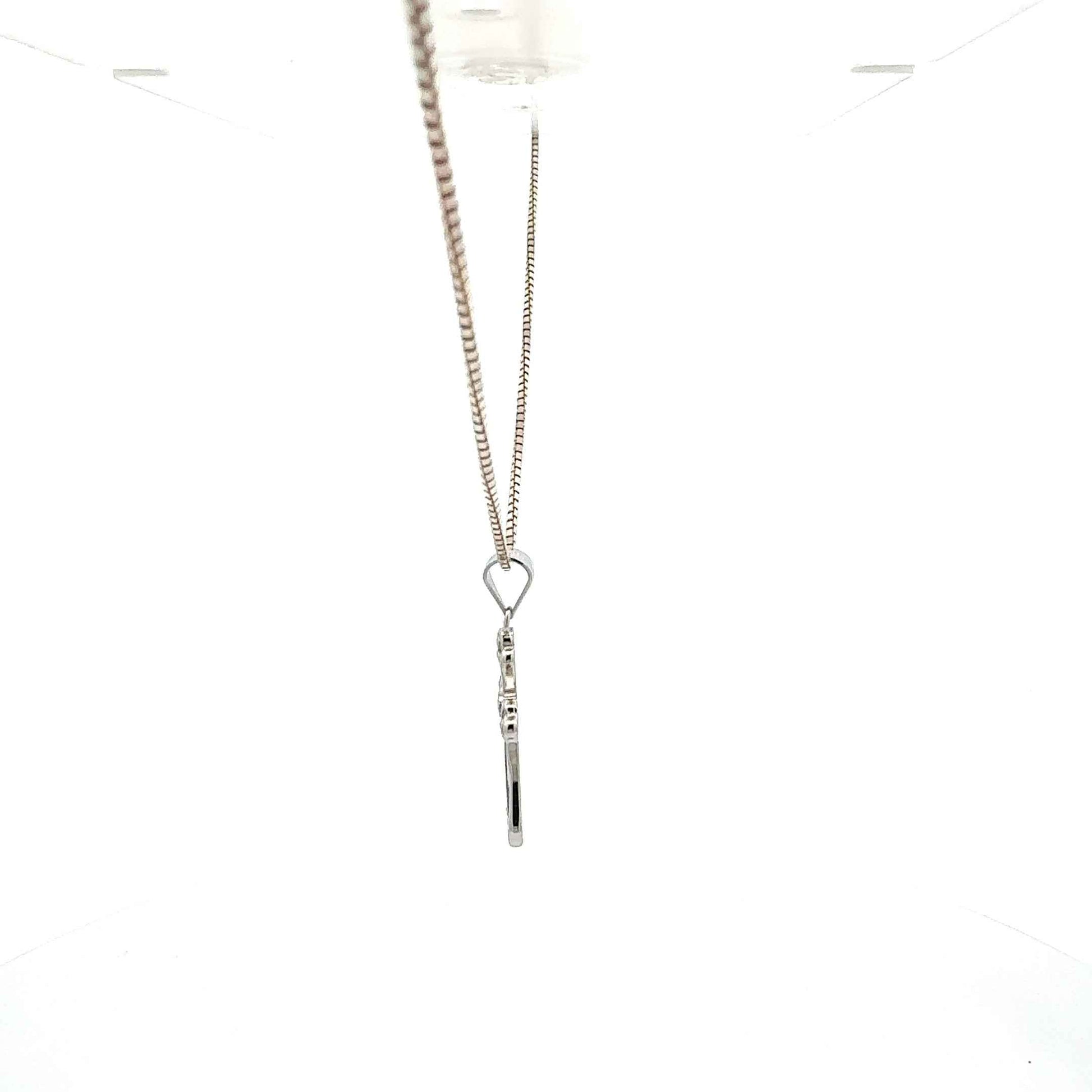 Silberne 925 Halskette mit 64 cm Kreuzanhänger und Zirkonia-Besatz, elegante Schmuckkette von Juwelier Alen