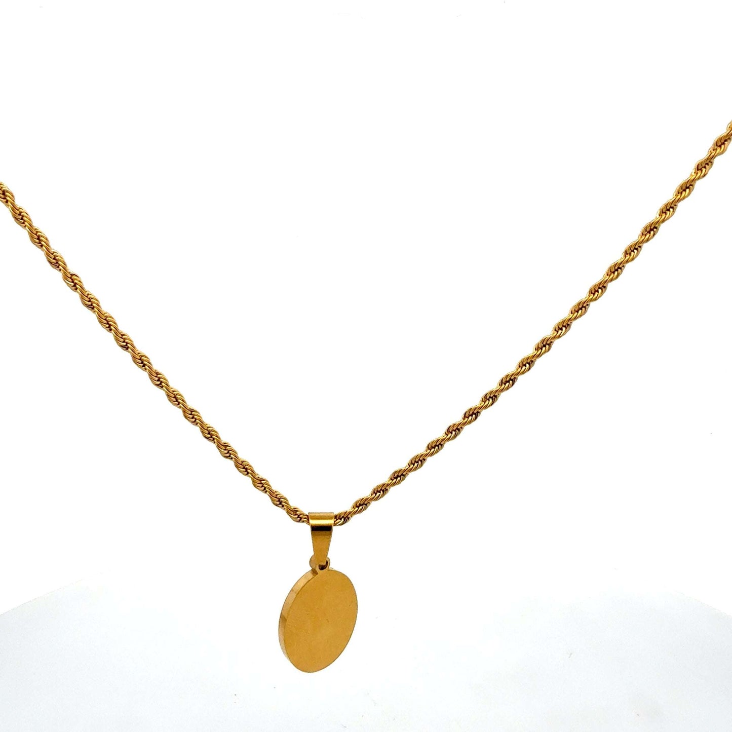 Vergoldete Edelstahl-Halskette mit Anhänger, 53 cm lang, von Juwelier Alen, elegantes Schmuckstück für Damen.