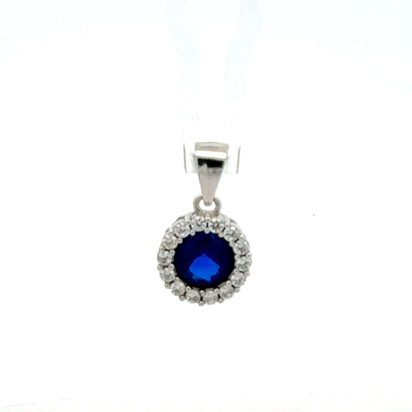 Silberner Anhänger 925 mit blauen Zirkonia, eleganter Schmuck von Juwelier Alen, 1,19 g, detailreiche Edelstein-Optik