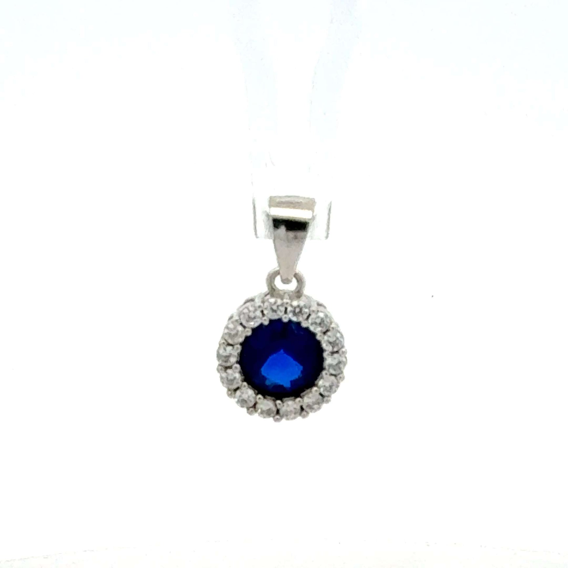 Silberner Anhänger 925 mit blauen Zirkonia, eleganter Schmuck von Juwelier Alen, 1,19 g, detailreiche Edelstein-Optik