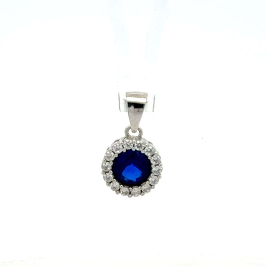 Silberner Anhänger 925 mit blauen Zirkonia, eleganter Schmuck von Juwelier Alen, 1,19 g, detailreiche Edelstein-Optik