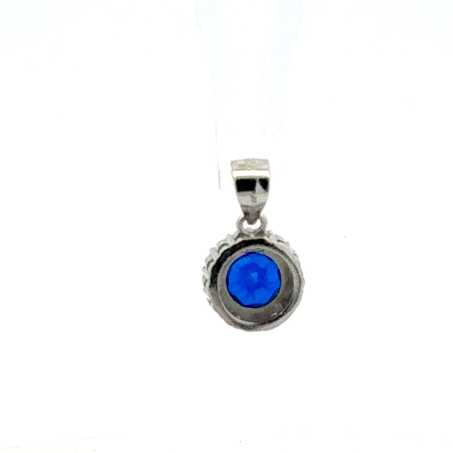 Silberanhänger 925 mit blauer Zirkonia, elegantes Schmuckstück, 1,19 g, von Juwelier Alen, detailreiche Schmuckaufnahme