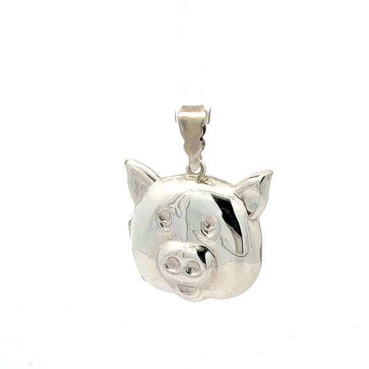 Silberanhänger Schweinekopf aus 925er Silber, Gewicht 6,34 g, detailreiche Handwerkskunst, Schmuckstück von Juwelier Alen