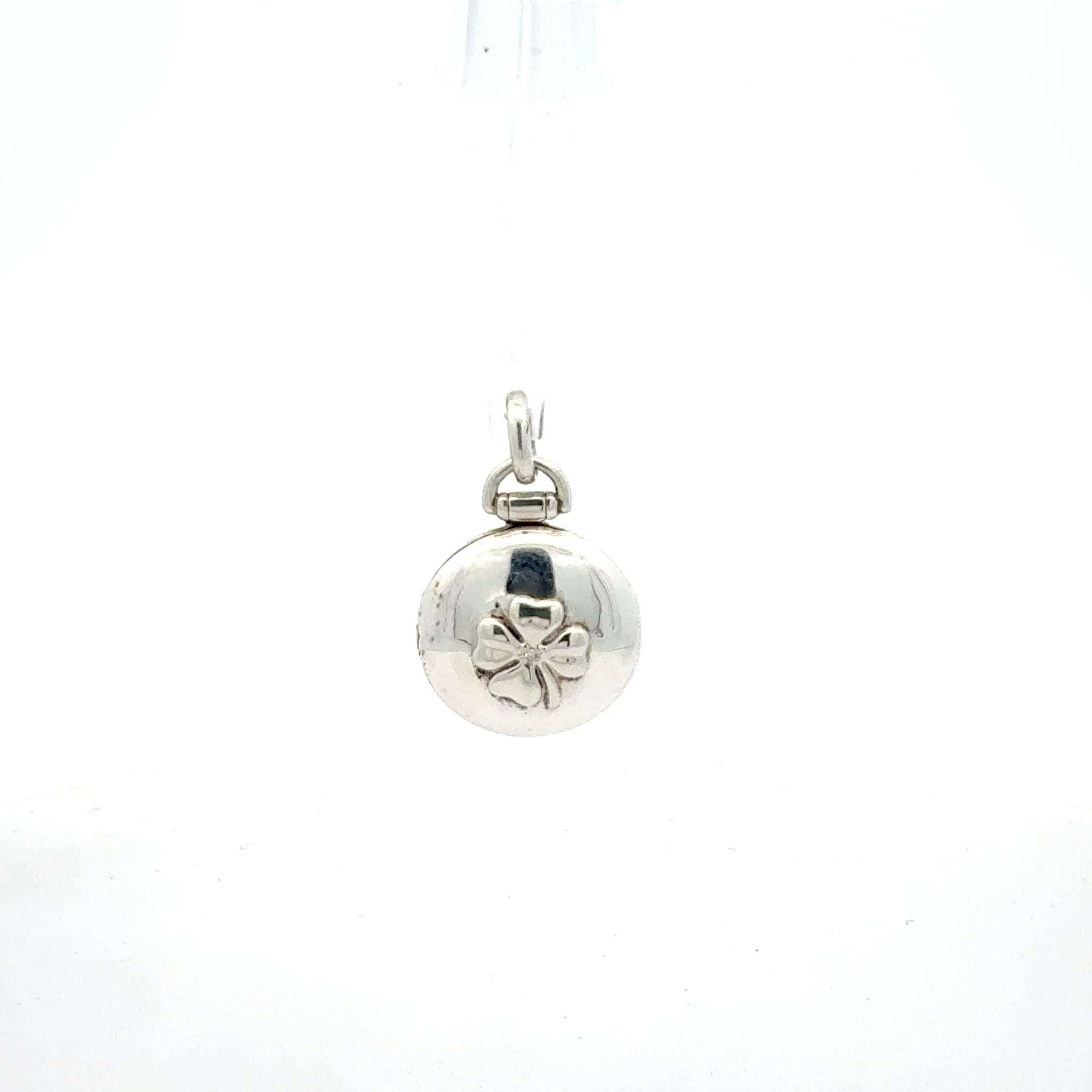 Silberner Kleeblatt-Anhänger 925 mit Geheimfach, Juwelier Alen, 4,39 g, detailreiche Schmuckgestaltung