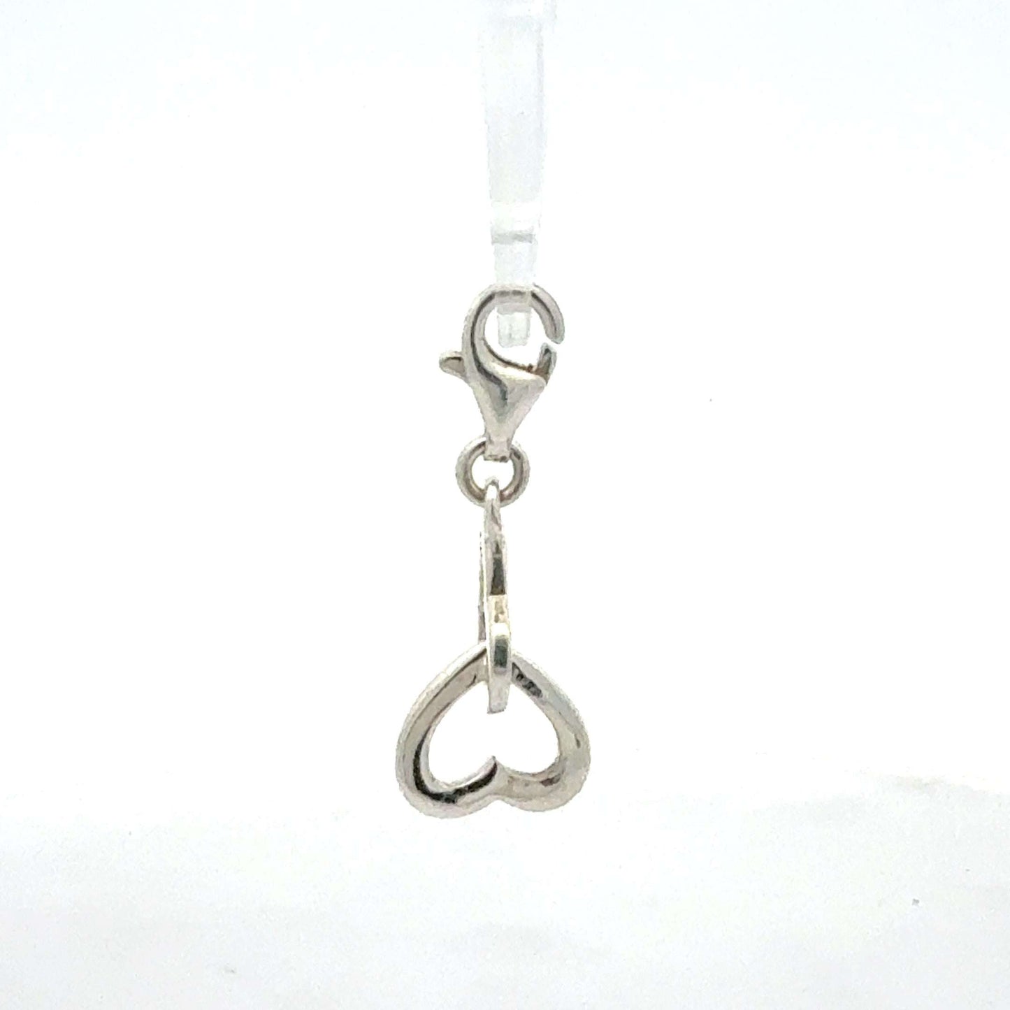 Silber 925 Anhänger mit Doppelherz-Charm und Zirkonia, eleganter Schmuck von Juwelier Alen, ca. 1,39 g schwer, detailreiche Verarbeitung