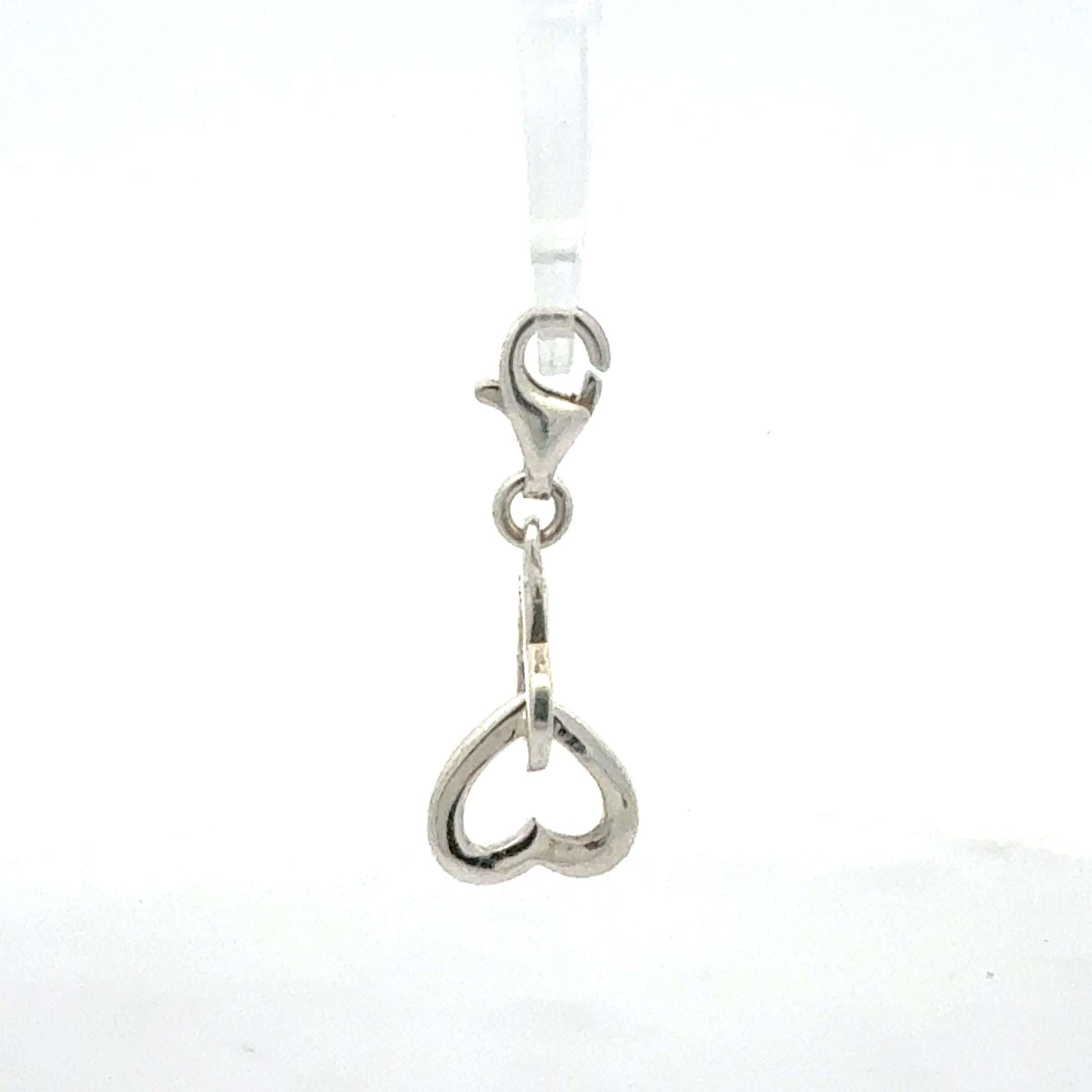 Silber 925 Anhänger mit Doppelherz-Charm und Zirkonia, eleganter Schmuck von Juwelier Alen, ca. 1,39 g schwer, detailreiche Verarbeitung