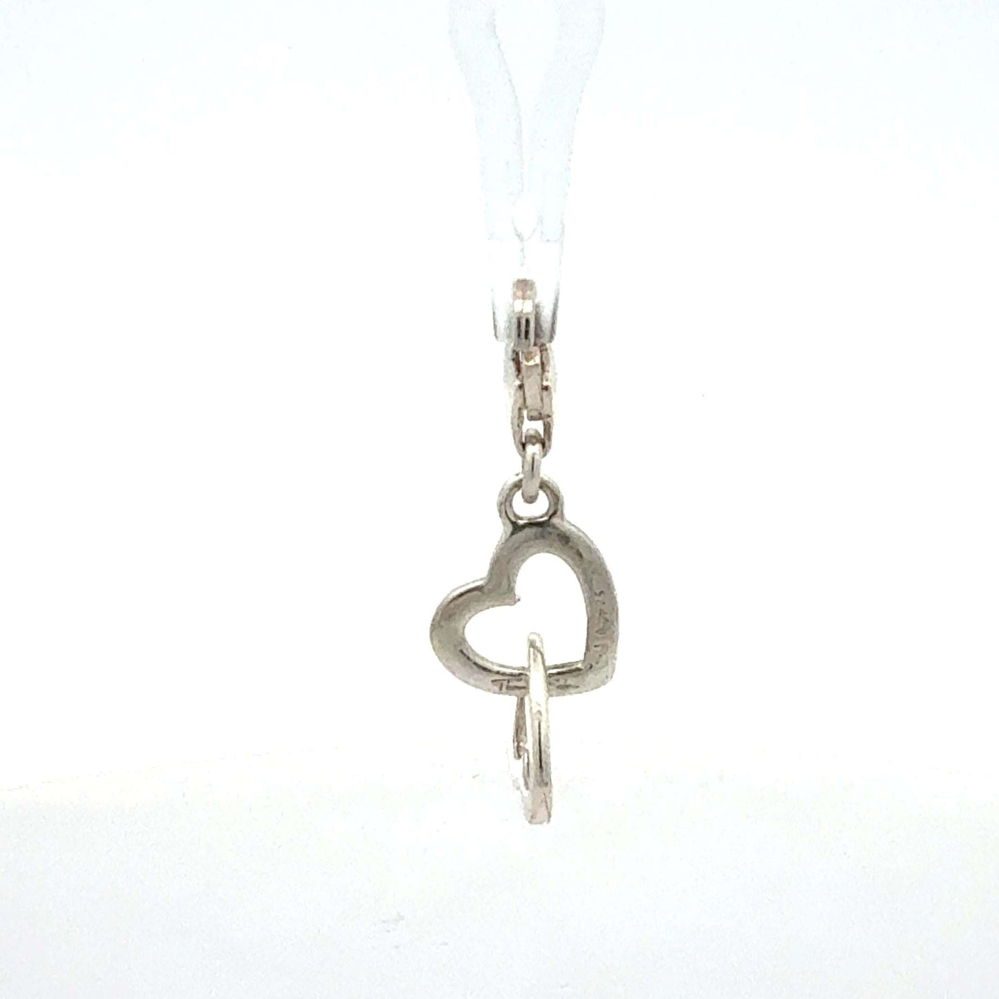 Silber 925 Anhänger mit Doppelherz-Design und Zirkonia, filigraner Charm, Juwelier Alen, ca. 1,39 g