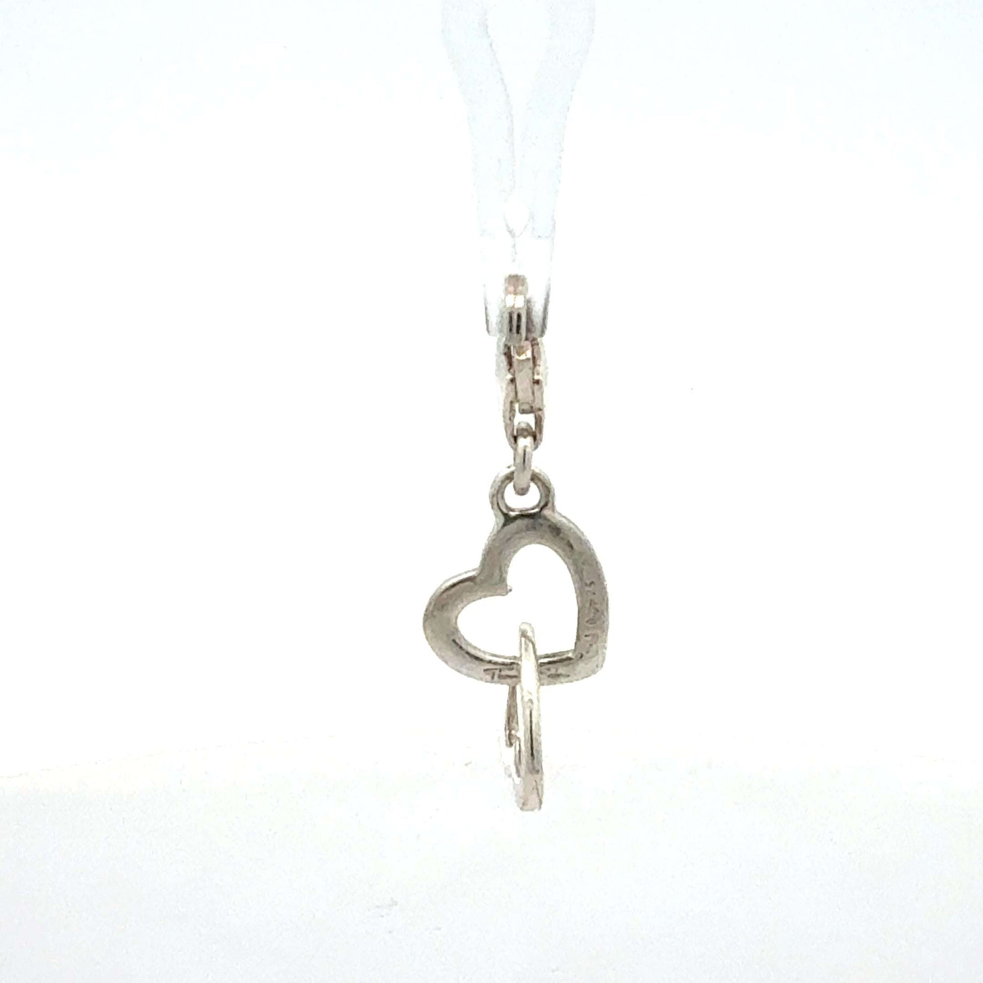 Silber 925 Anhänger mit Doppelherz-Design und Zirkonia, filigraner Charm, Juwelier Alen, ca. 1,39 g