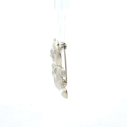 Silberne Bär Brosche aus 925er Silber, Gewicht 5,24 g, detailreiche Schmuckbrosche von Juwelier Alen.