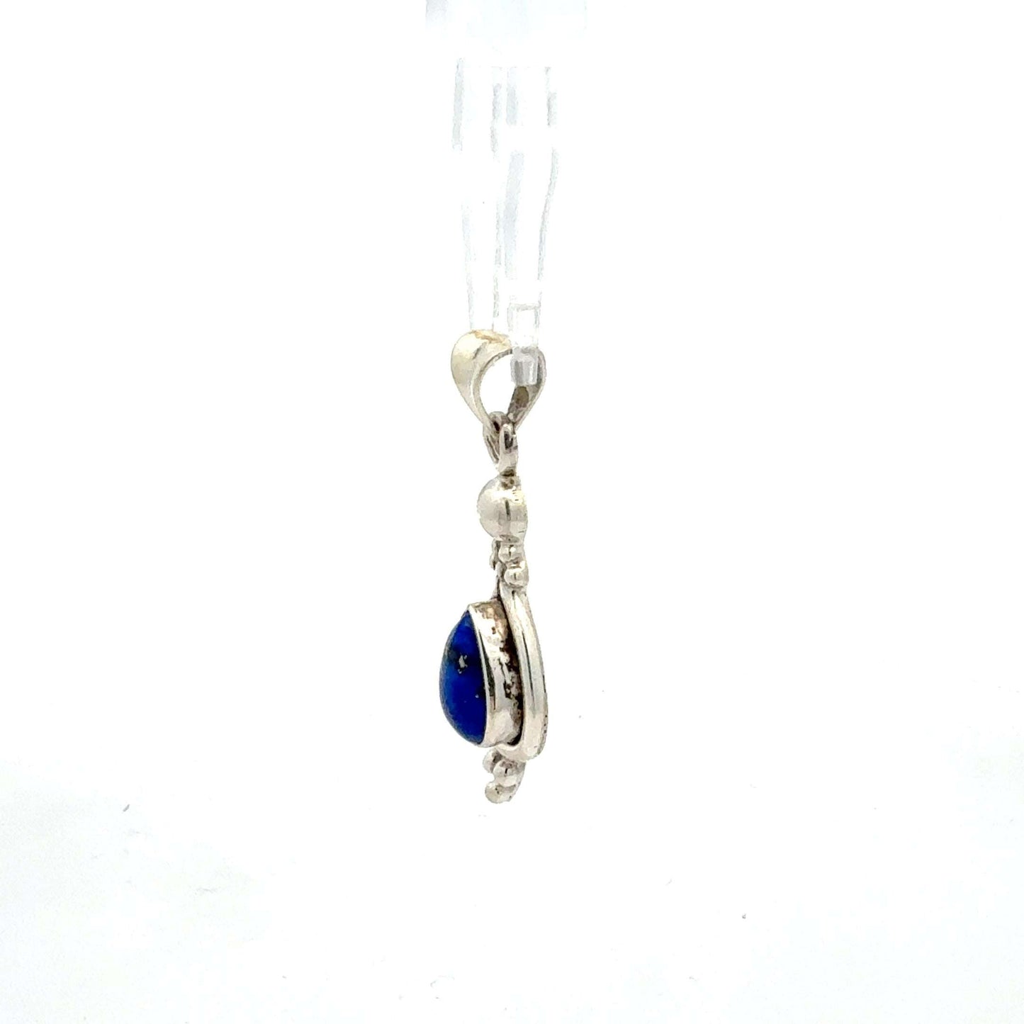 Silber 925 Anhänger mit Lapis-Tropfen, eleganter Schmuckanhänger von Juwelier Alen, ca. 2,87 g, detailreiche Edelstein-Design