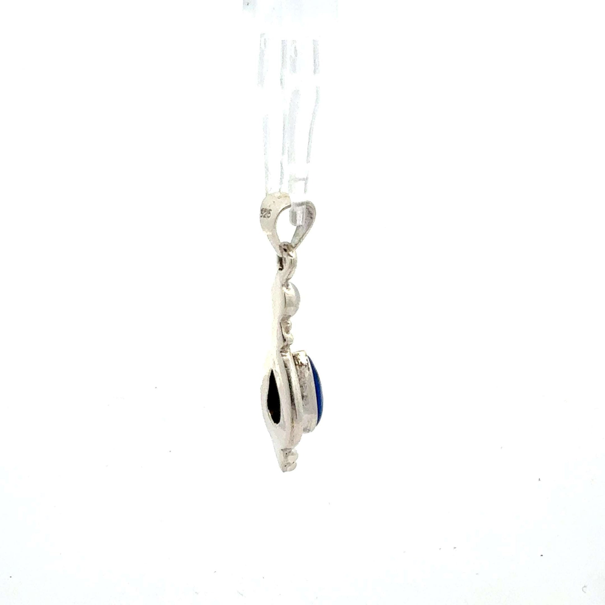 Silber 925 Anhänger mit Lapis-Tropfen, ca. 2,87 g, elegantes Schmuckstück von Juwelier Alen, detailreiche Edelsteinfassung