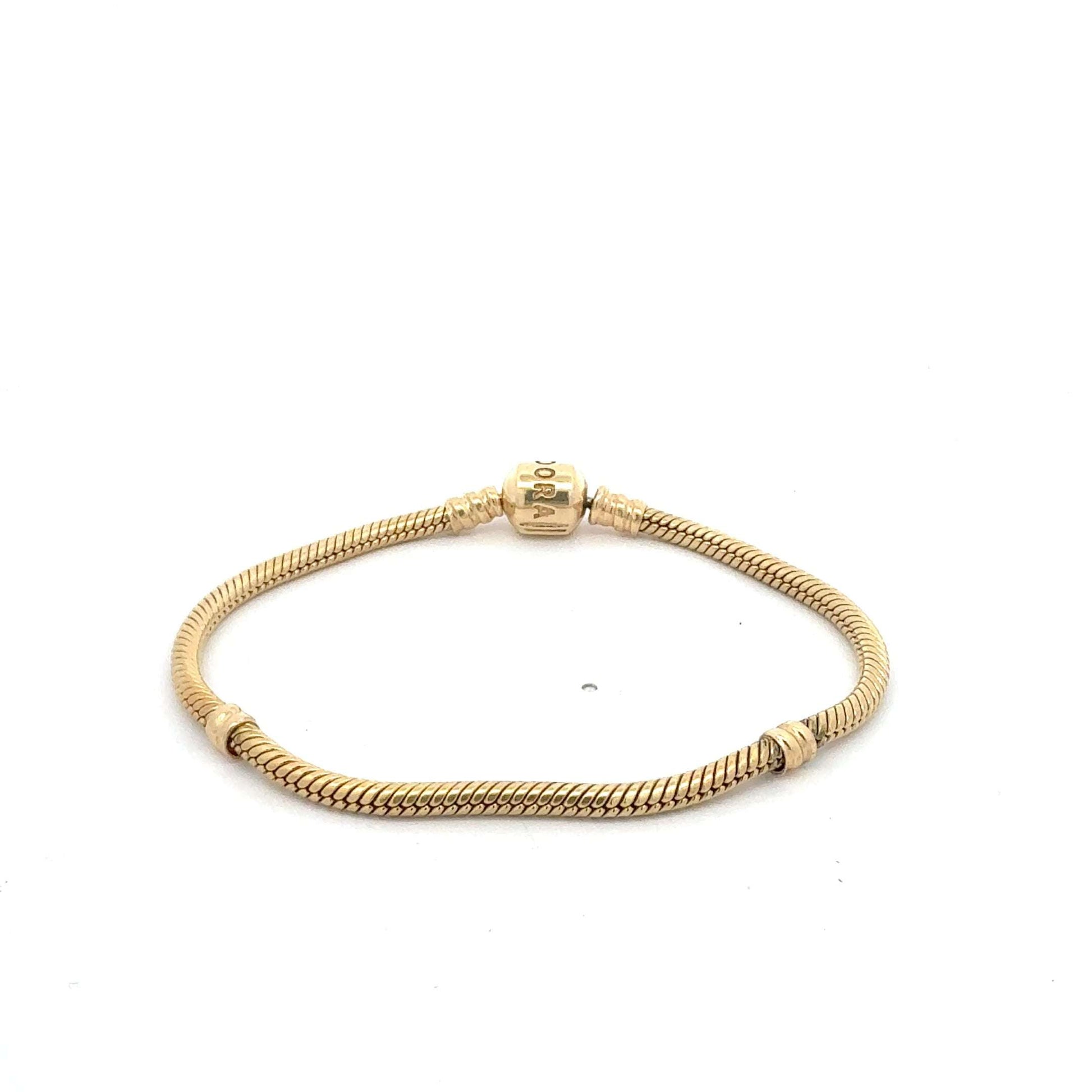 Pandora Moments Snake Chain Armband aus 585 Gold, 19 cm, 16,73 g, elegantes Schmuckstück von Juwelier Alen.