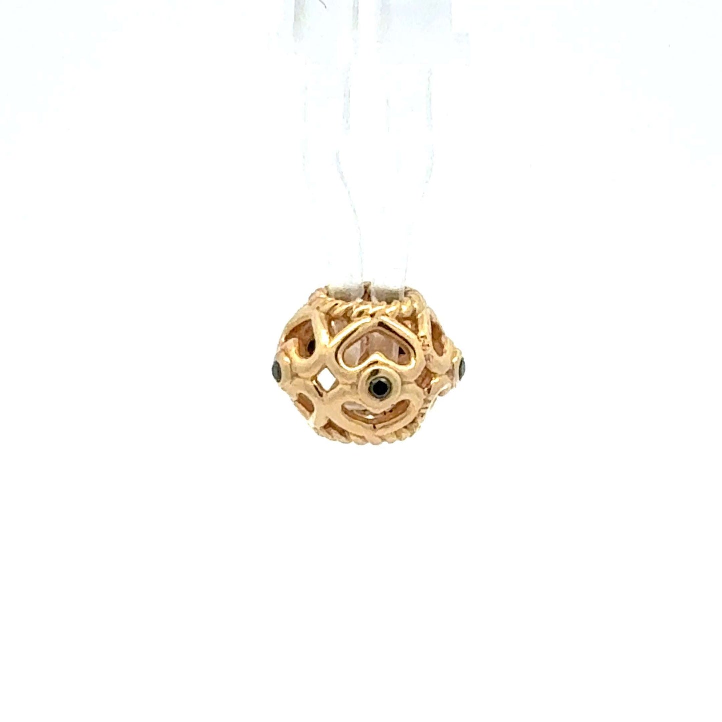 Pandora Anhänger aus 585 Gold mit Saphir, feiner Goldschmuck, ca. 2,41 g, detailreiche Edelsteinverzierung