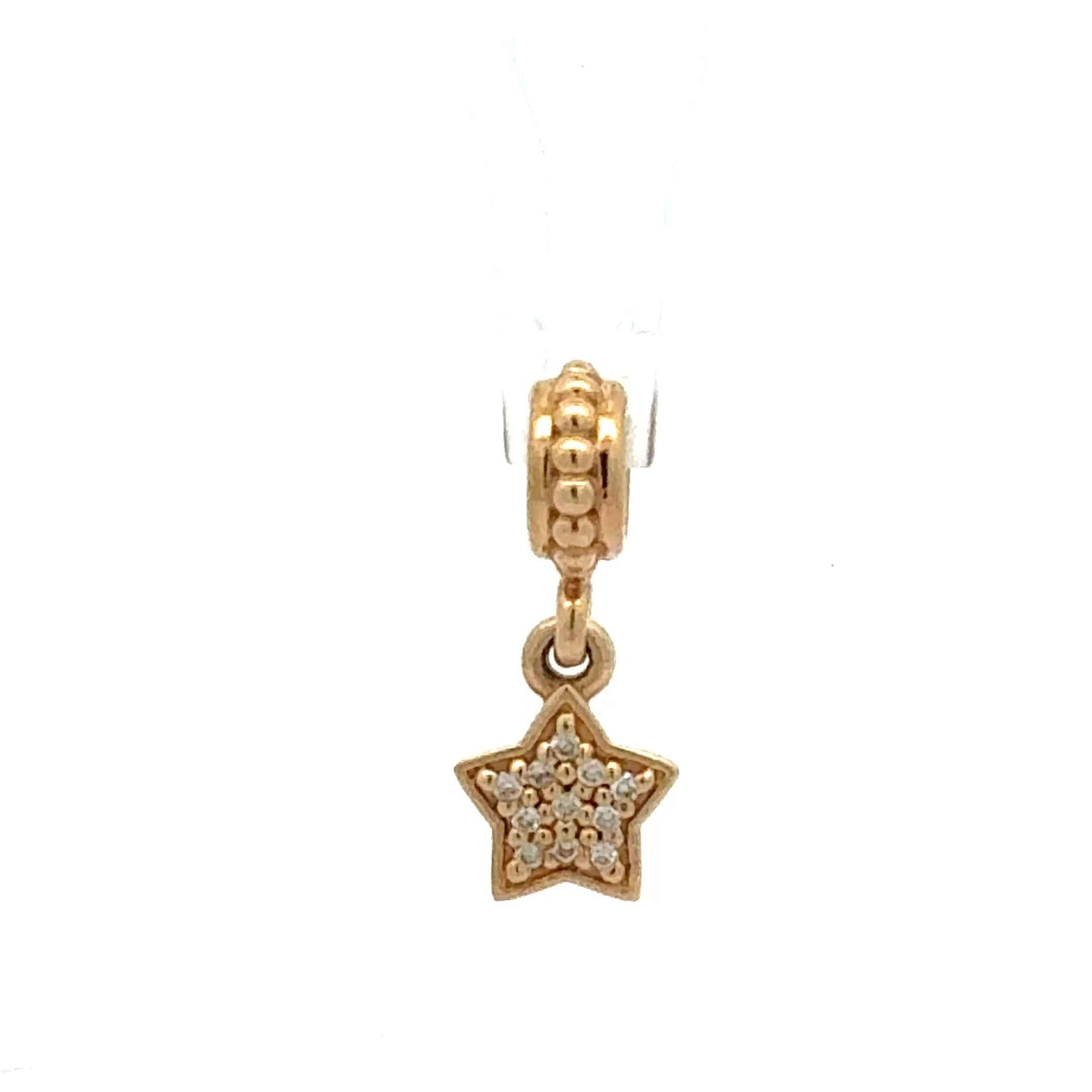 Pandora Charm Anhänger aus 585 Gold mit Sternform und Zirkonia, schimmernder Sternanhänger, Juwelier Alen.