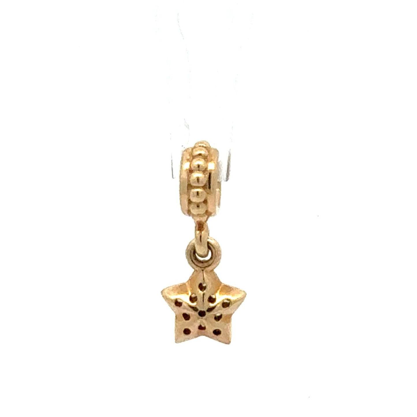 Pandora Gold-Anhänger aus 585 Gold mit hängendem Stern und Zirkonia, eleganter Schmuckanhänger von Juwelier Alen
