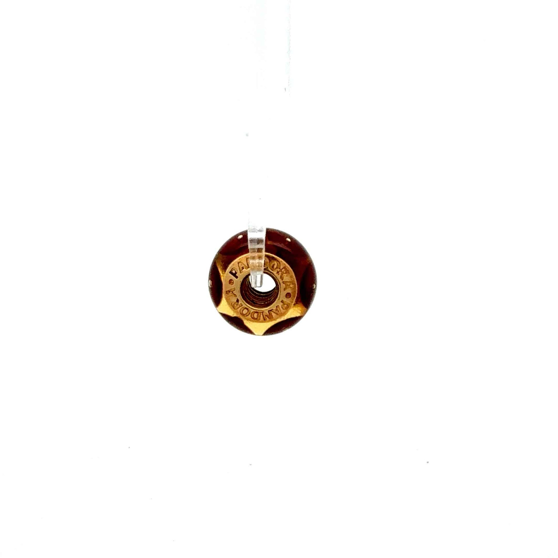 Pandora Charm aus 585 Gold mit braunen Steinen, Juwelier Alen, Anhänger, 3,77 g, eleganter Goldanhänger mit Steinen