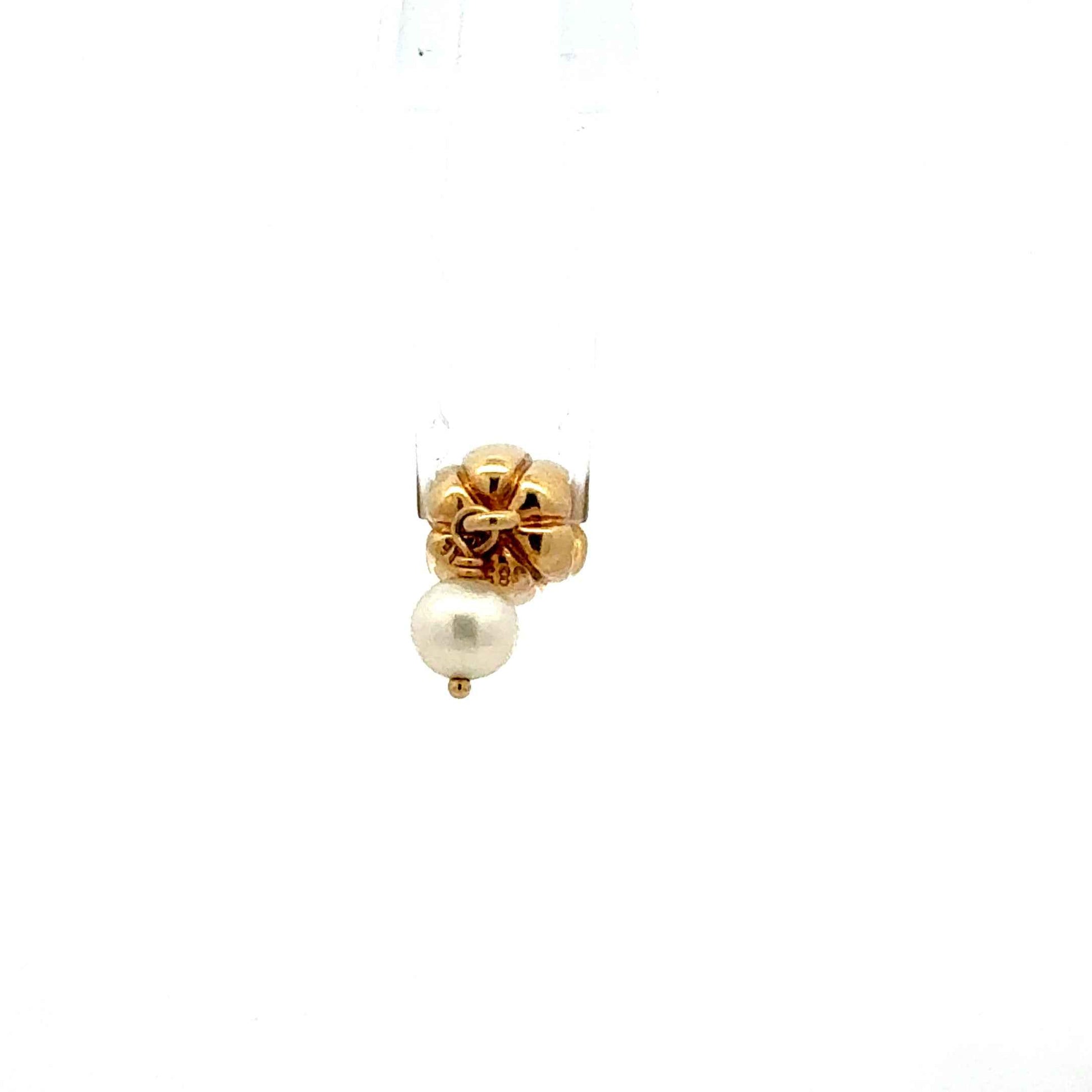 Pandora Anhänger aus 585 Gold mit Perle und Zirkonia, eleganter Schmuckanhänger, von Juwelier Alen, ca. 4,39 g.
