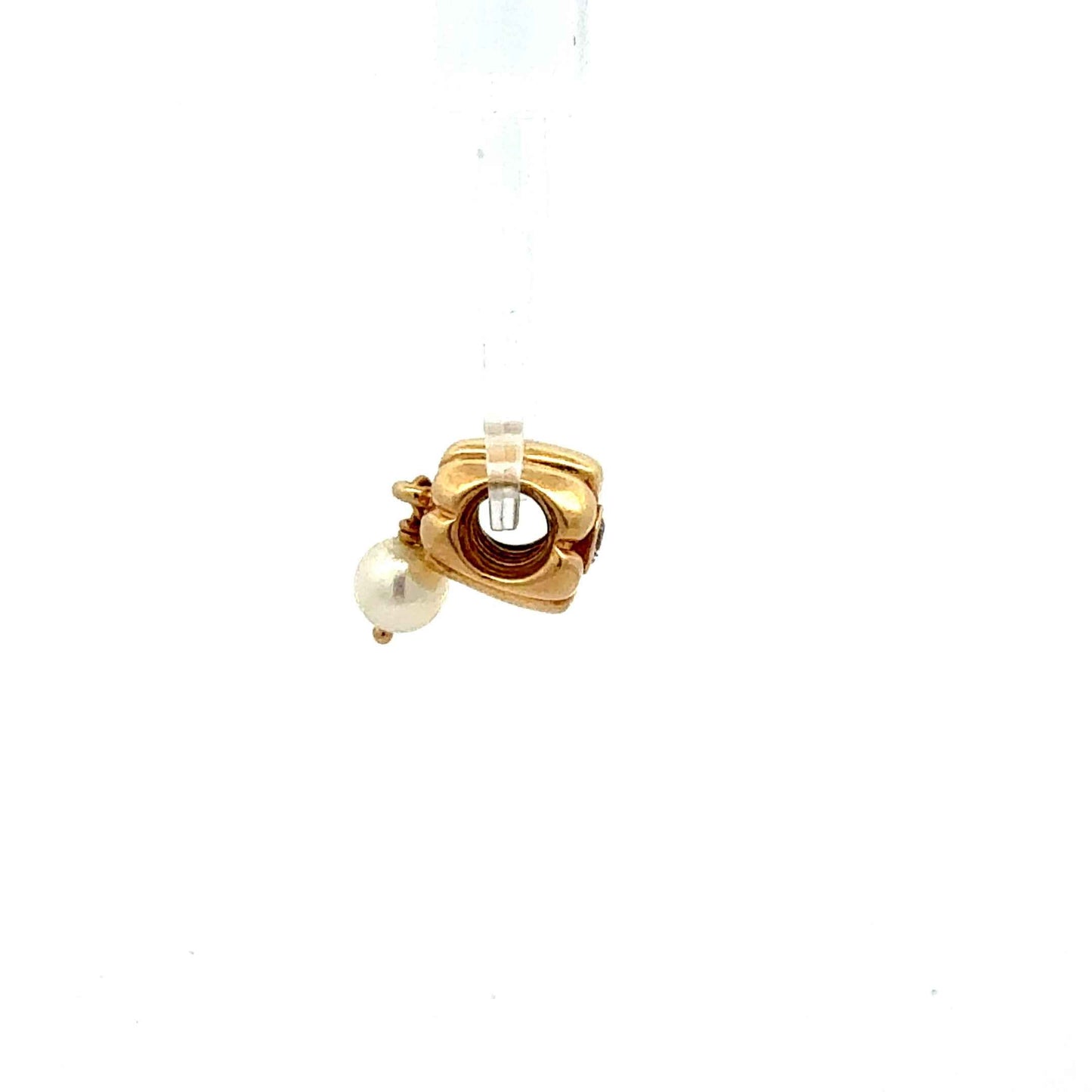 Pandora Anhänger aus 585 Gold mit Perle und Zirkonia, filigraner Schmuckanhänger von Juwelier Alen, elegantes Goldstück
