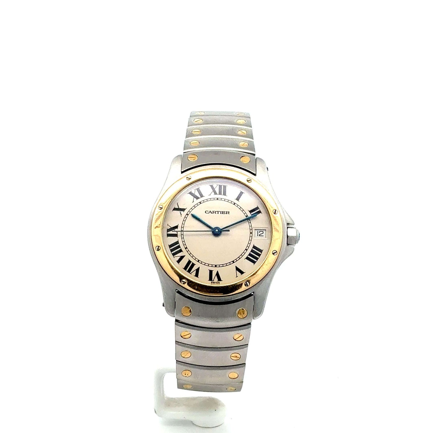 Cartier Santos Ronde Edelstahl und 18K Gold Uhr mit Box und Zertifikat, elegante Luxusuhr für Damen und Herren