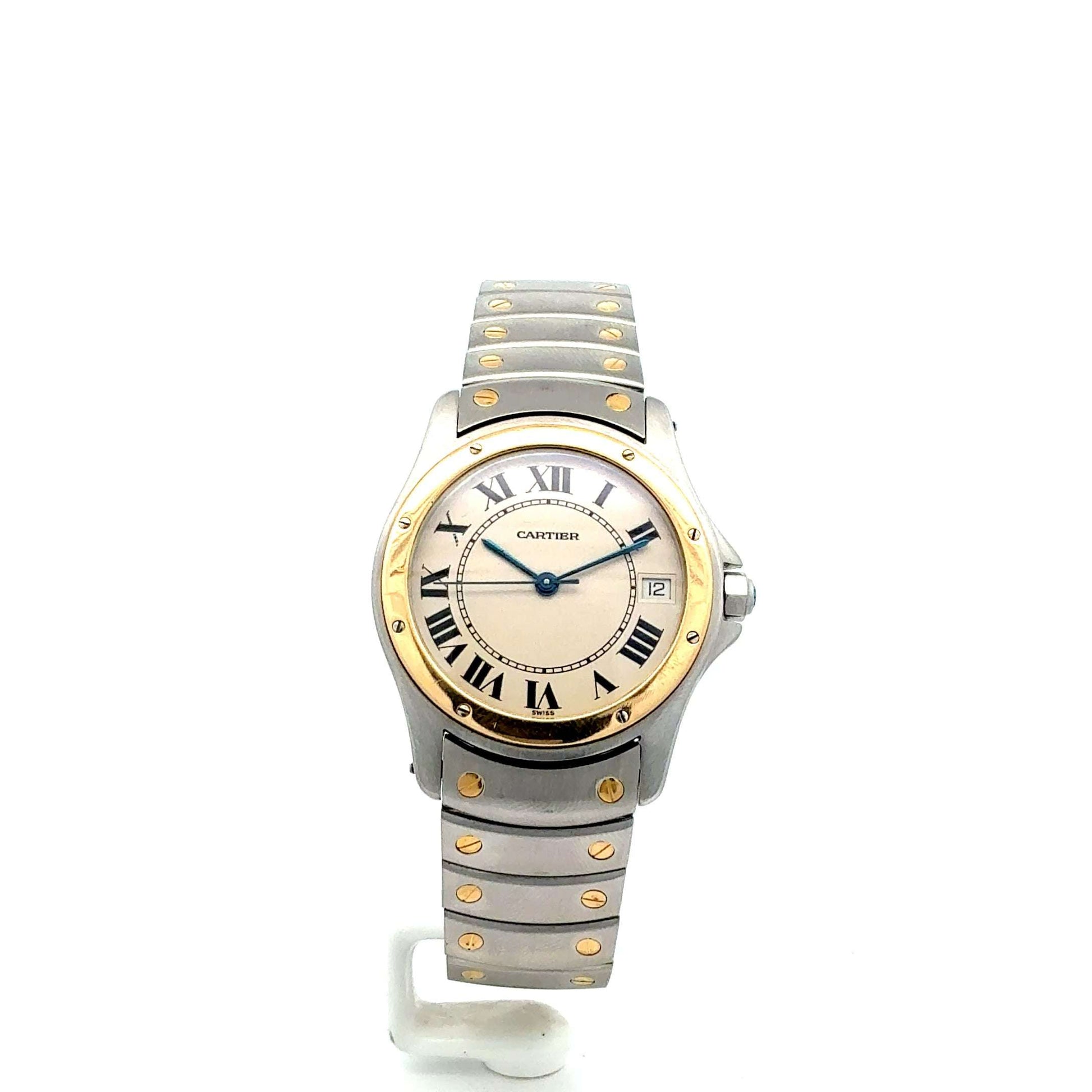 Cartier Santos Ronde Edelstahl und 18K Gold Uhr mit Box und Zertifikat, elegante Luxusuhr für Damen und Herren